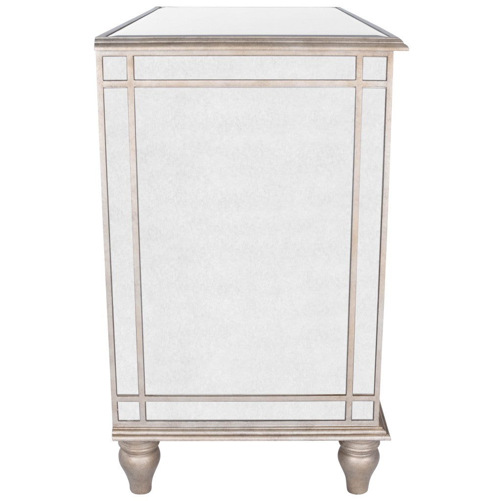 Rectangle Mirrored Three Drawer Console Storage Chest-Dressers-DECOROLALA