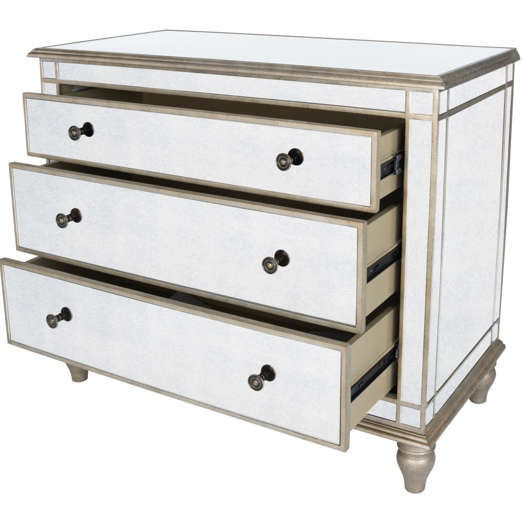 Rectangle Mirrored Three Drawer Console Storage Chest-Dressers-DECOROLALA