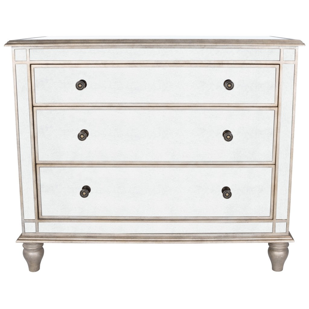 Rectangle Mirrored Three Drawer Console Storage Chest-Dressers-DECOROLALA