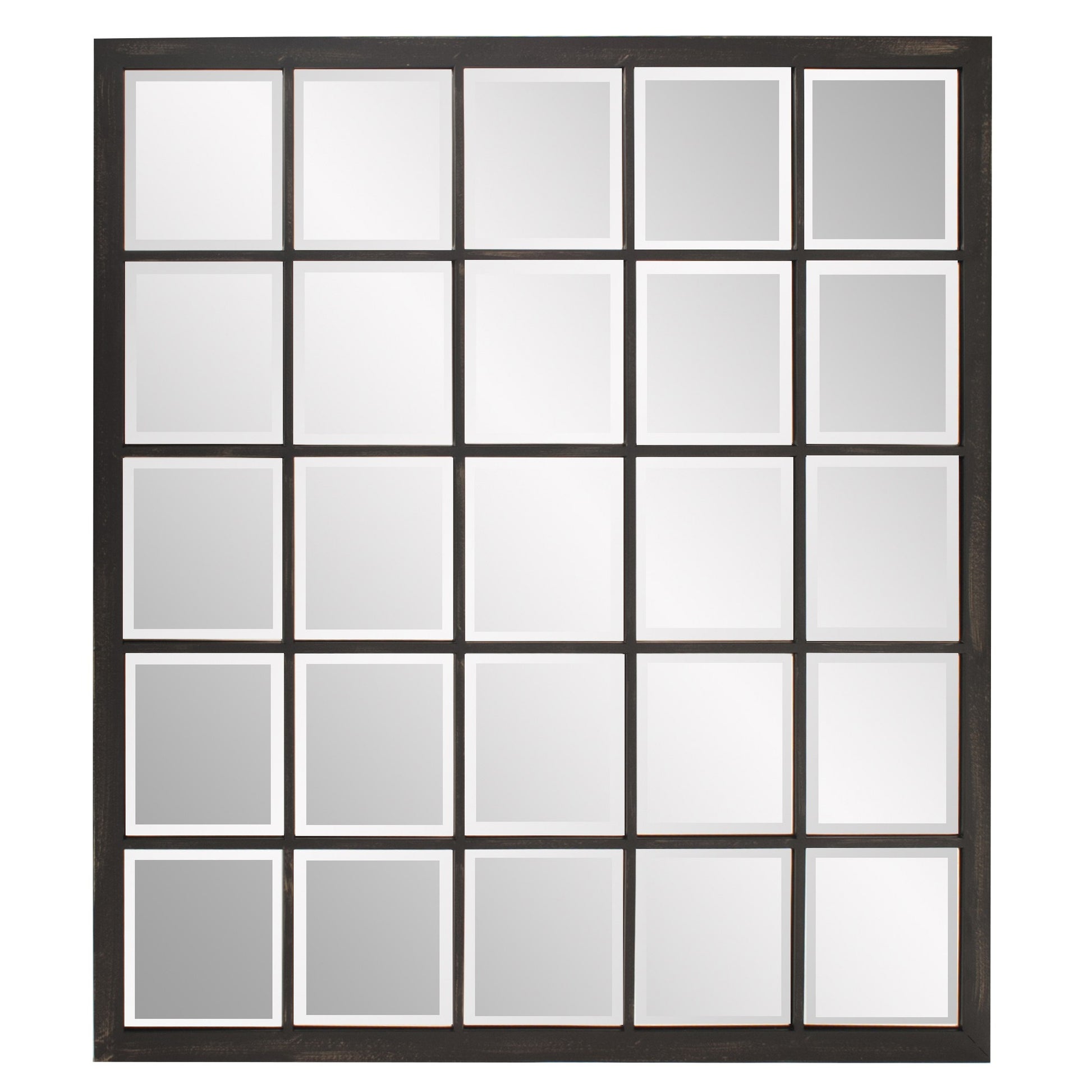 Rectangular Antique Black Finish Mirror With Beveled Edge-Mirrors-DECOROLALA