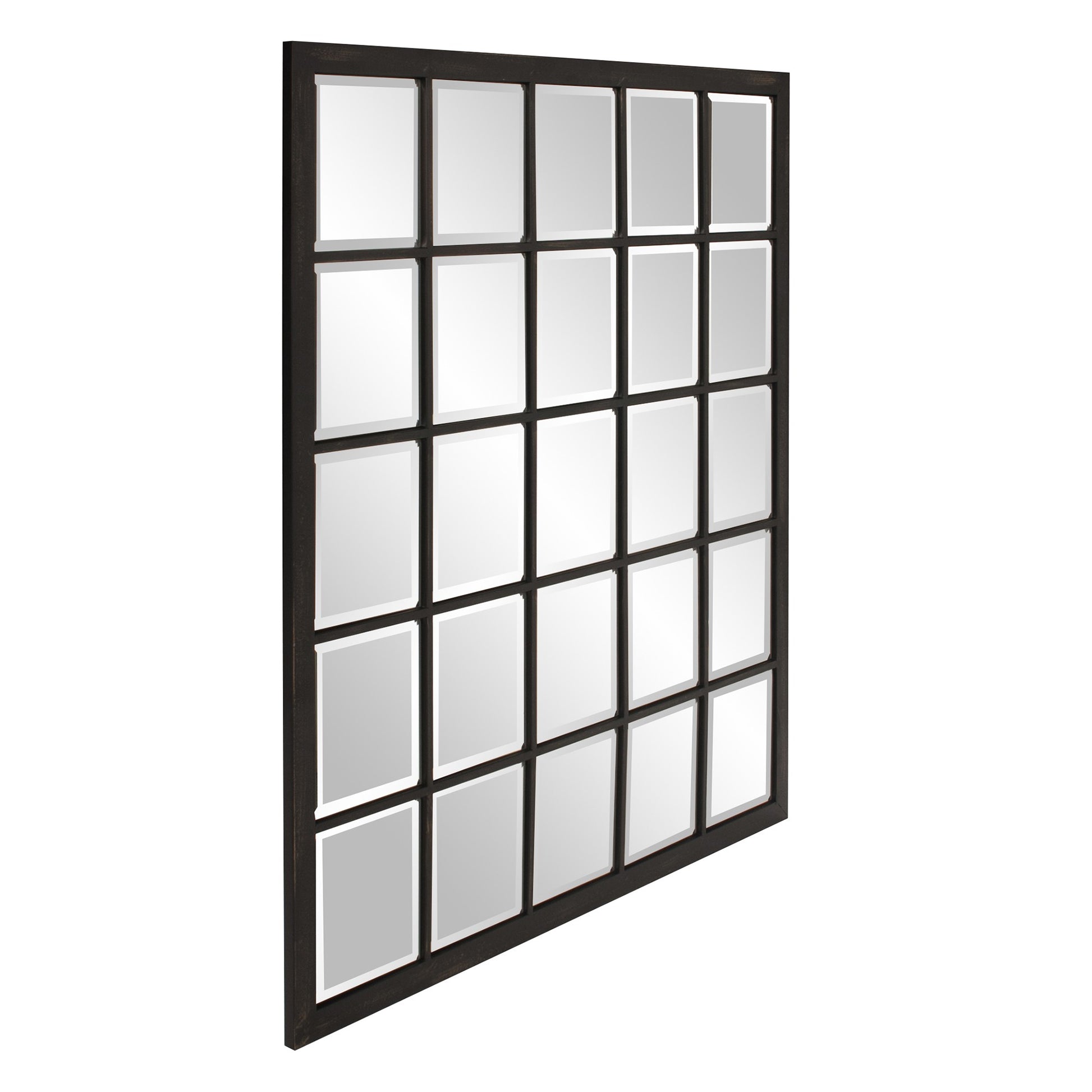 Rectangular Antique Black Finish Mirror With Beveled Edge-Mirrors-DECOROLALA