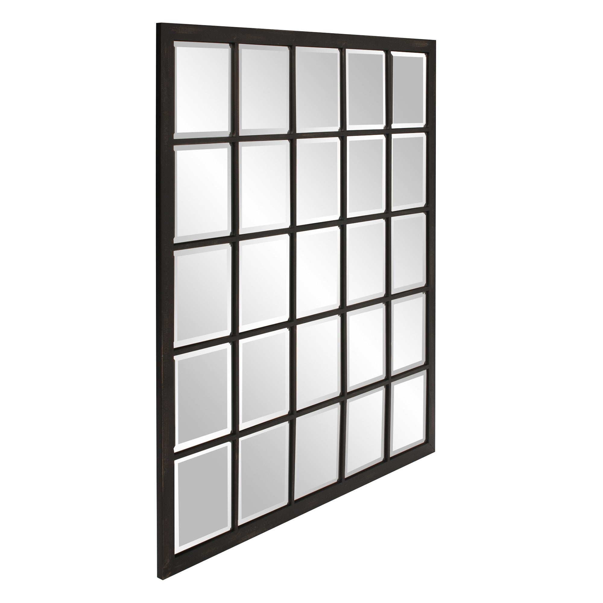 Rectangular Antique Black Finish Mirror With Beveled Edge-Mirrors-DECOROLALA