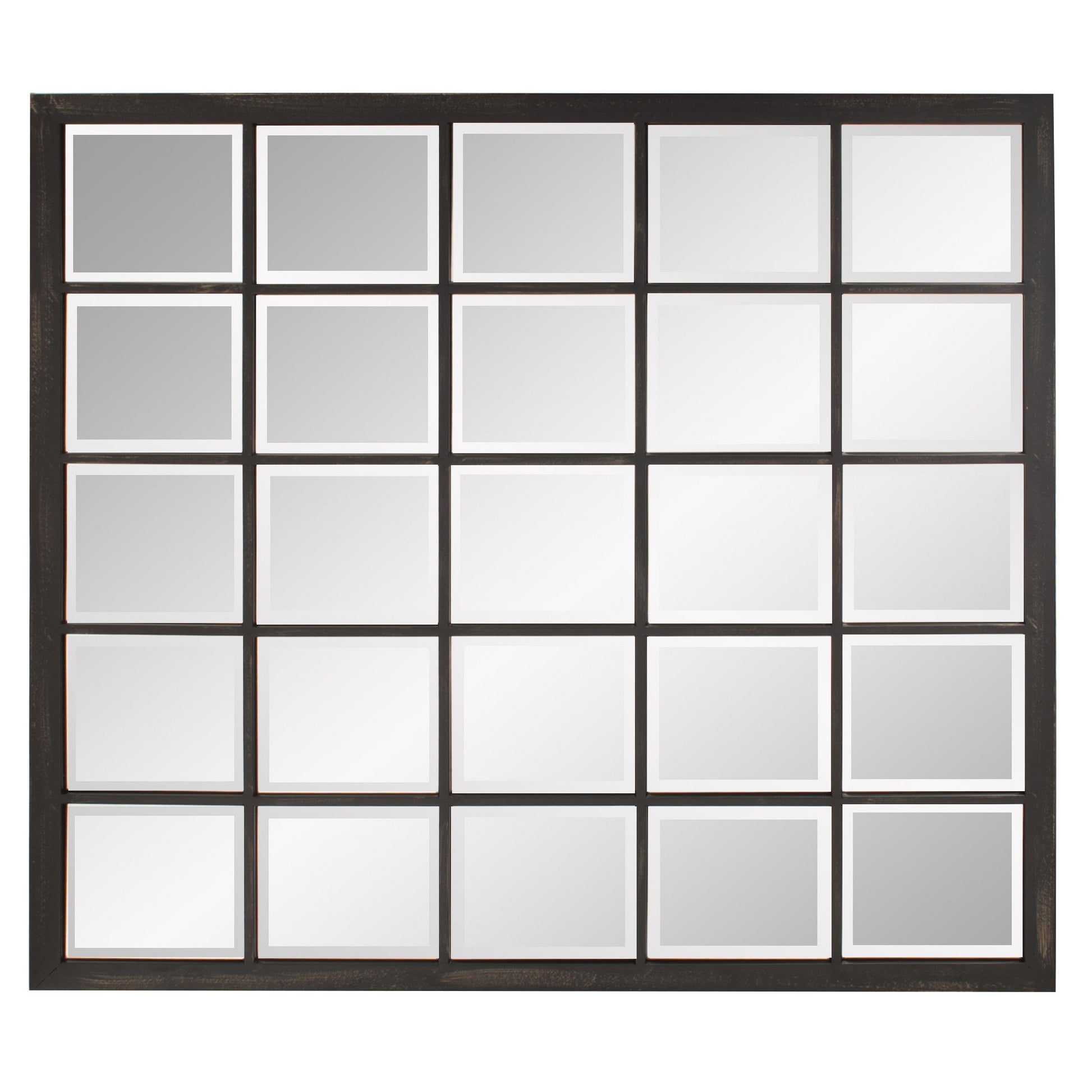 Rectangular Antique Black Finish Mirror With Beveled Edge-Mirrors-DECOROLALA