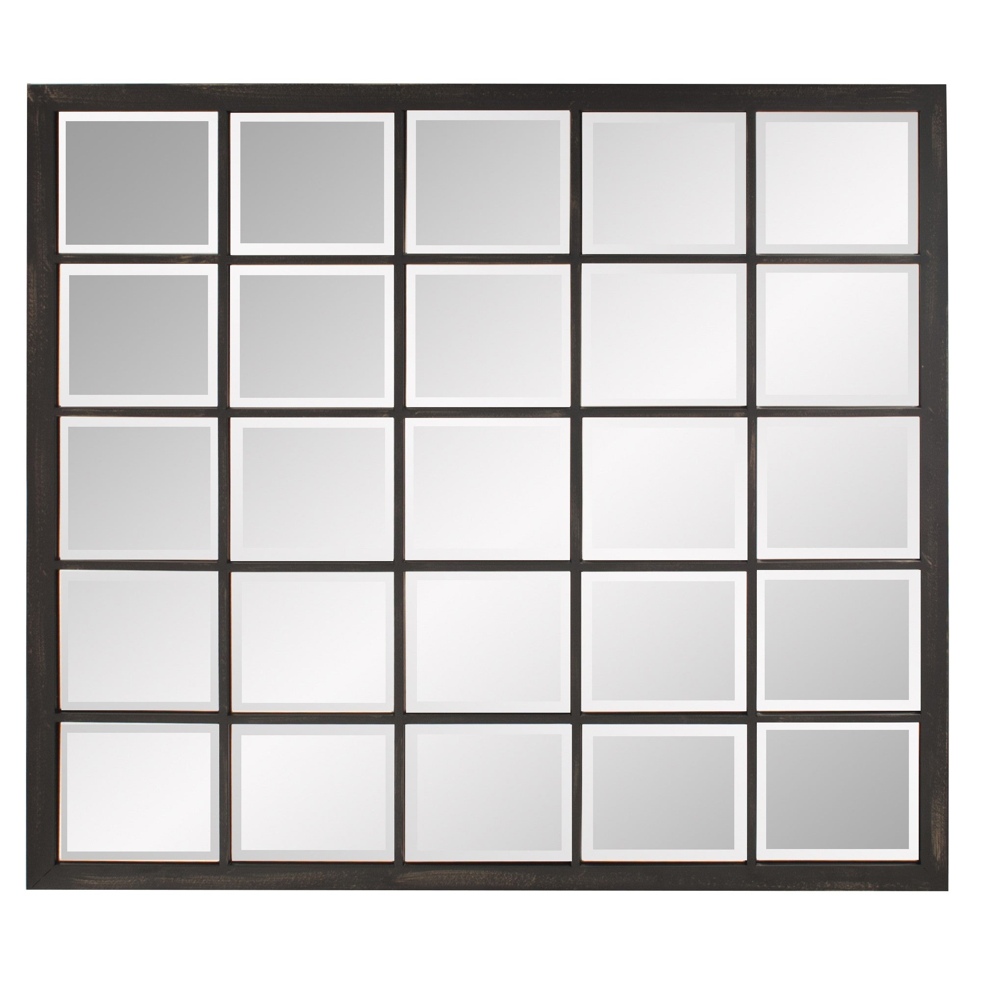 Rectangular Antique Black Finish Mirror With Beveled Edge-Mirrors-DECOROLALA