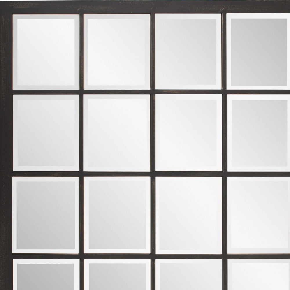 Rectangular Antique Black Finish Mirror With Beveled Edge-Mirrors-DECOROLALA