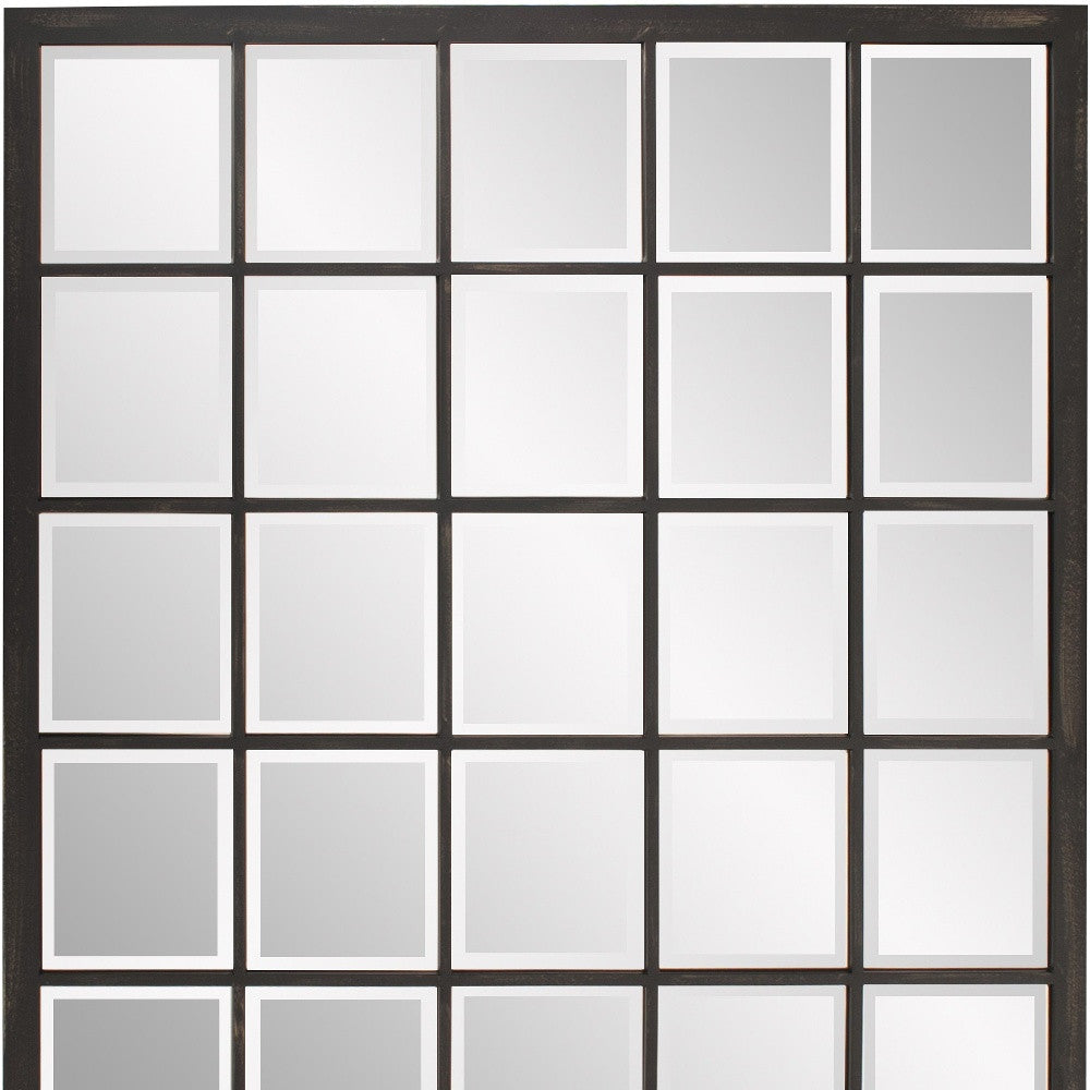 Rectangular Antique Black Finish Mirror With Beveled Edge-Mirrors-DECOROLALA