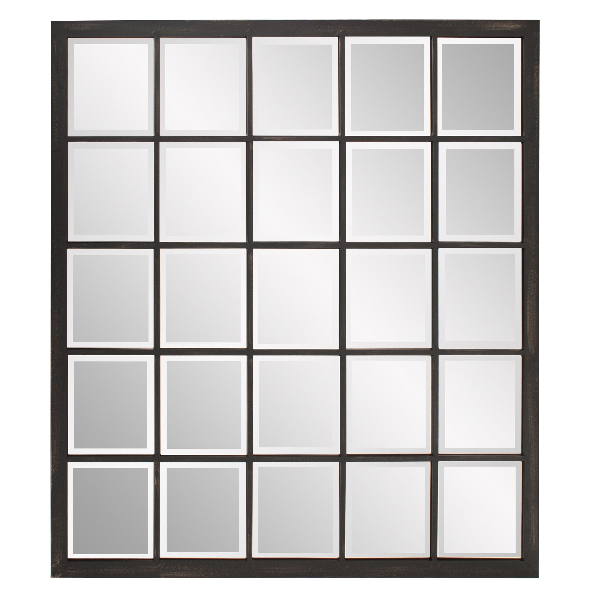 Rectangular Antique Black Finish Mirror With Beveled Edge-Mirrors-DECOROLALA
