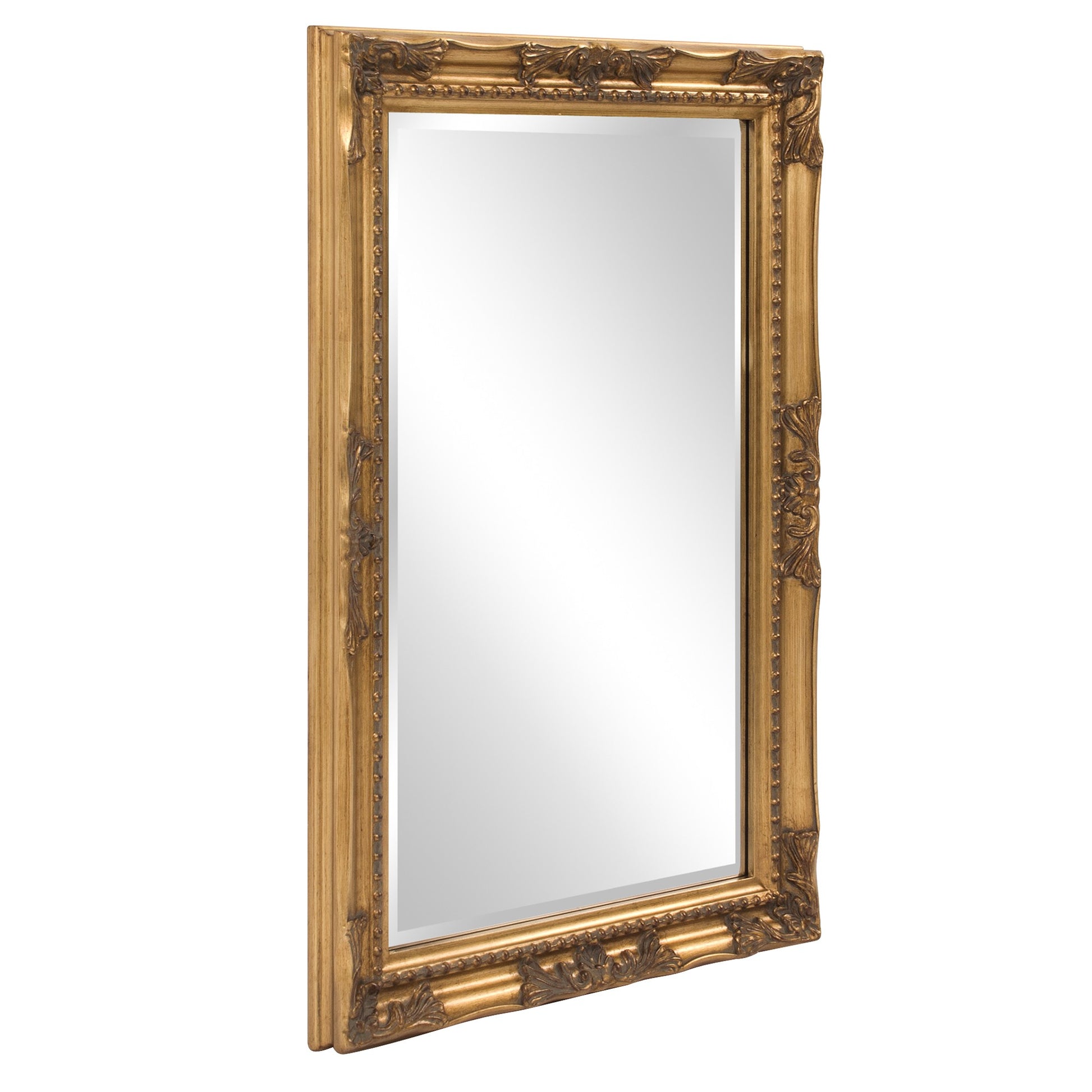Rectangular Antiqued Gold Wood Frame Mirror-Mirrors-DECOROLALA