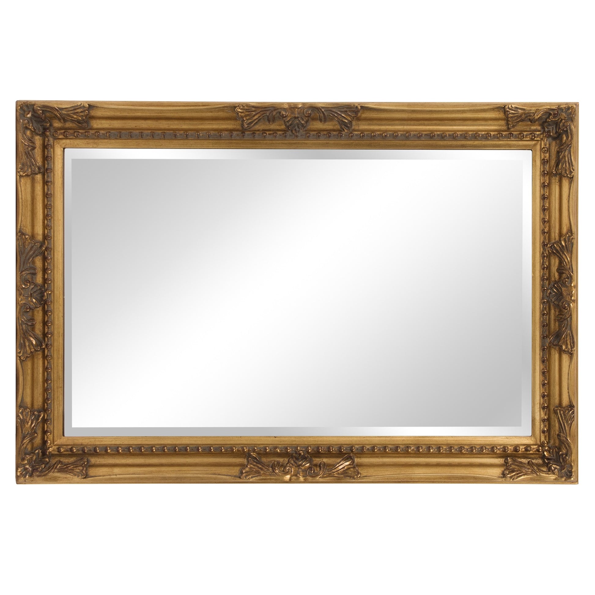 Rectangular Antiqued Gold Wood Frame Mirror-Mirrors-DECOROLALA