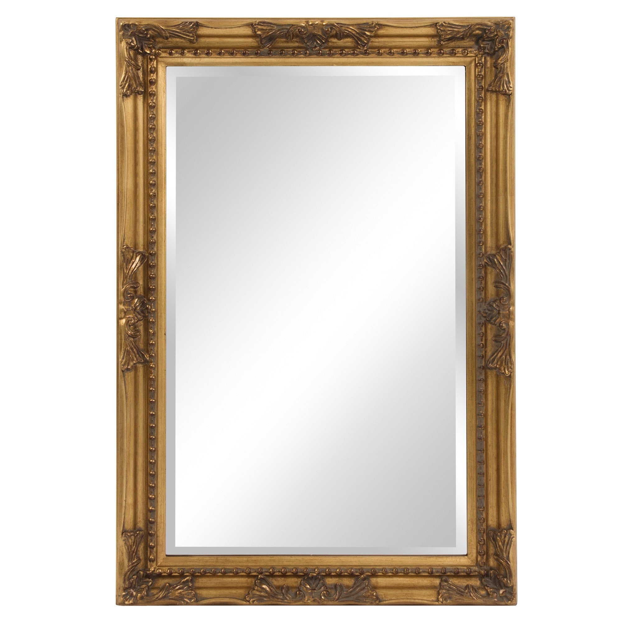 Rectangular Antiqued Gold Wood Frame Mirror-Mirrors-DECOROLALA