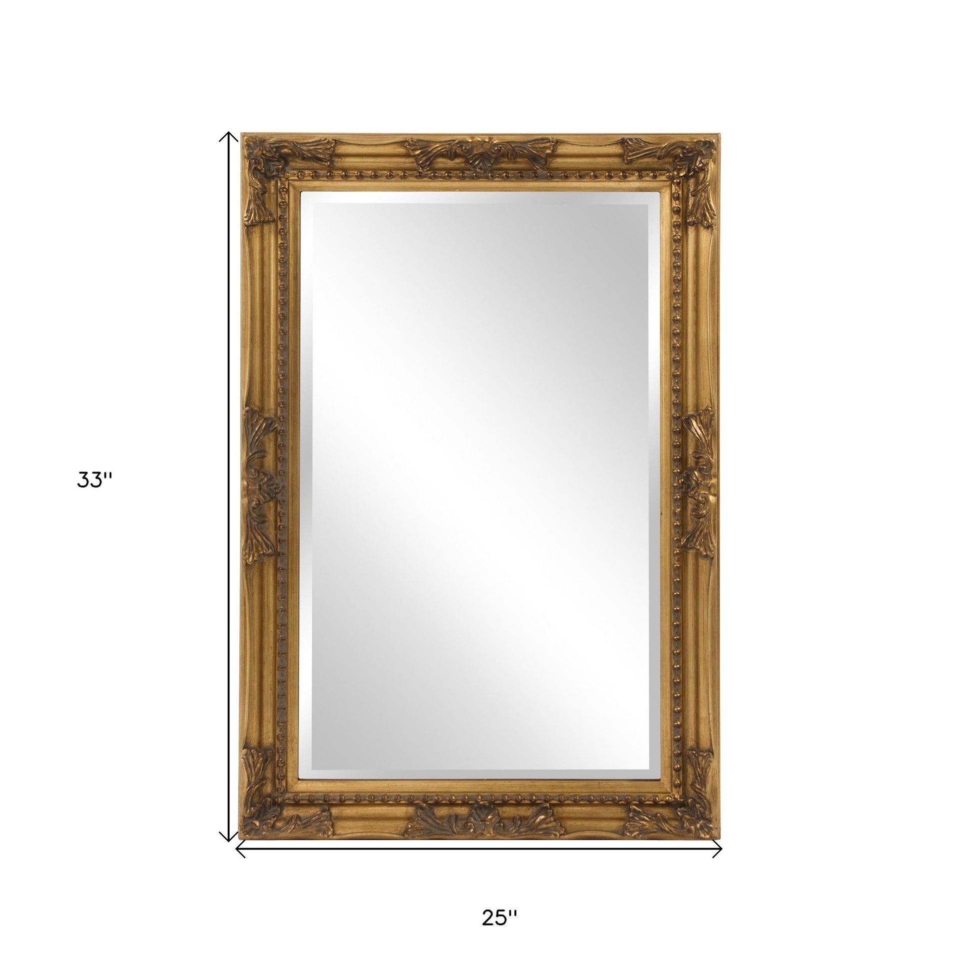 Rectangular Antiqued Gold Wood Frame Mirror-Mirrors-DECOROLALA