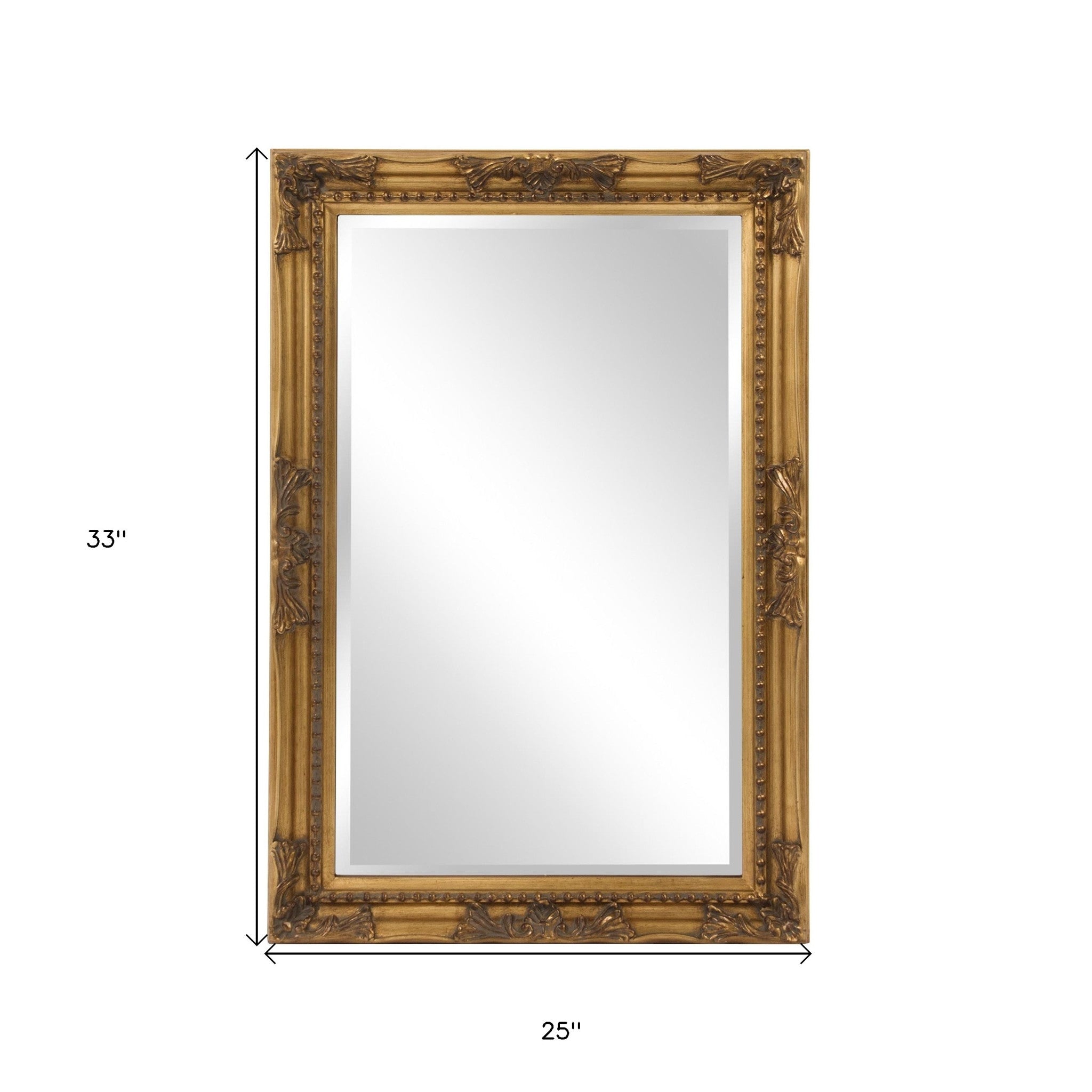 Rectangular Antiqued Gold Wood Frame Mirror-Mirrors-DECOROLALA