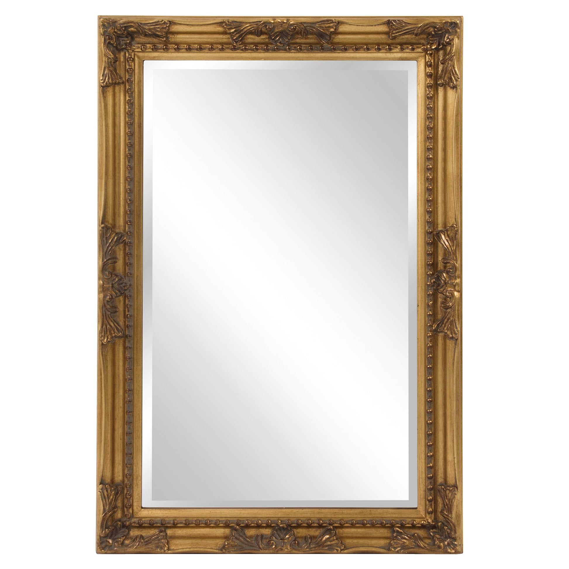Rectangular Antiqued Gold Wood Frame Mirror-Mirrors-DECOROLALA