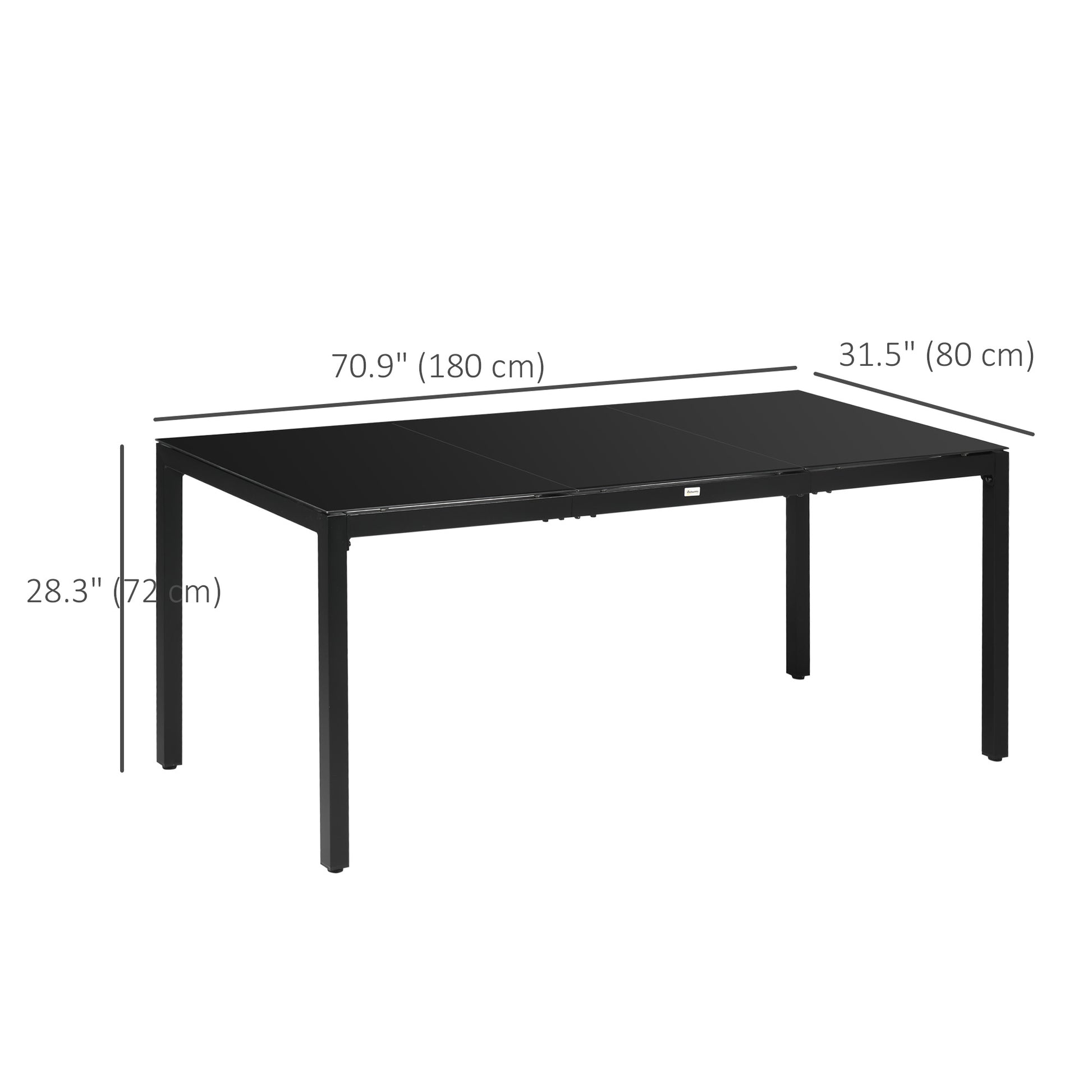 Rectangular Dining Table 70.9" x 31.5" Black Tempered Glass-DECOROLALA