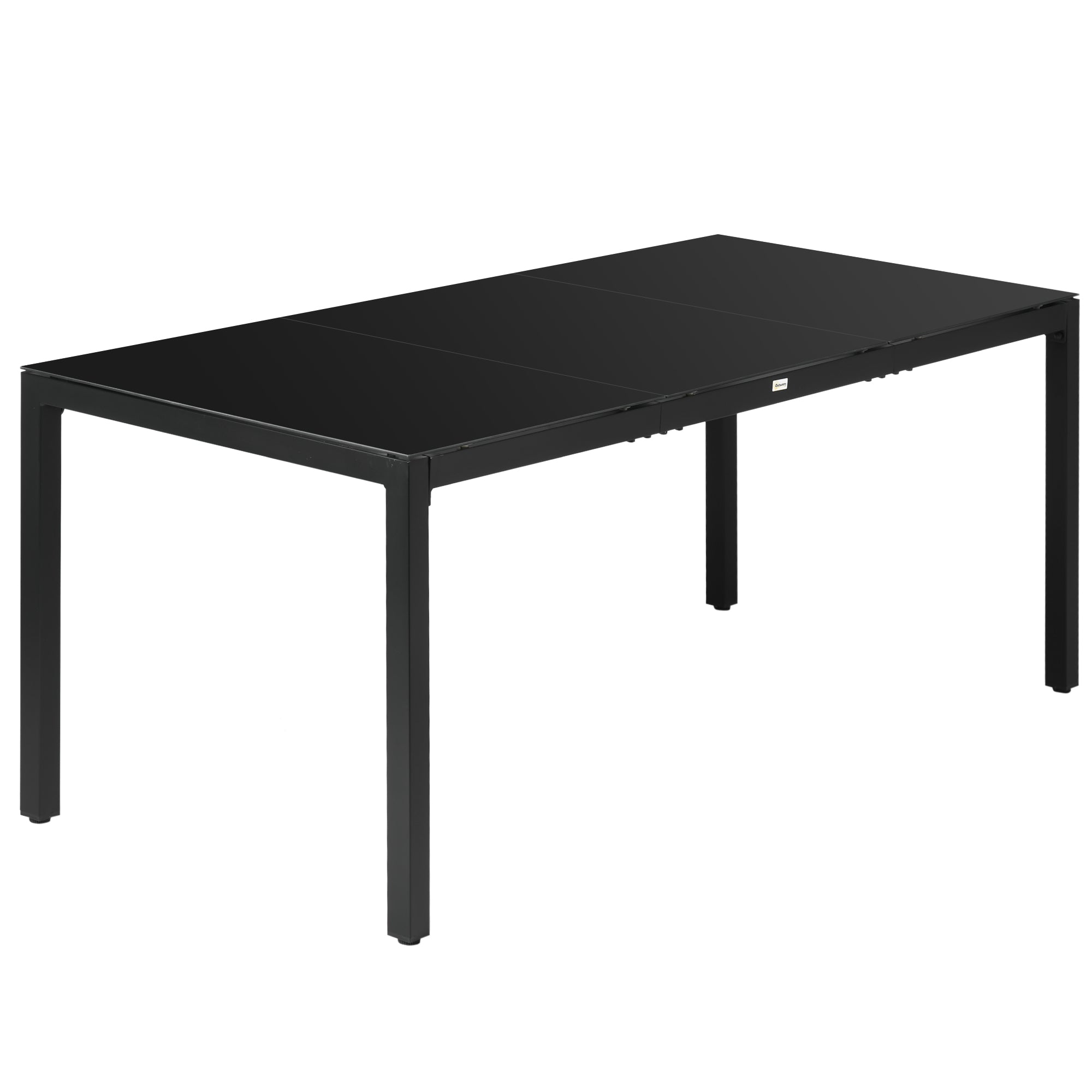 Rectangular Dining Table 70.9" x 31.5" Black Tempered Glass-DECOROLALA