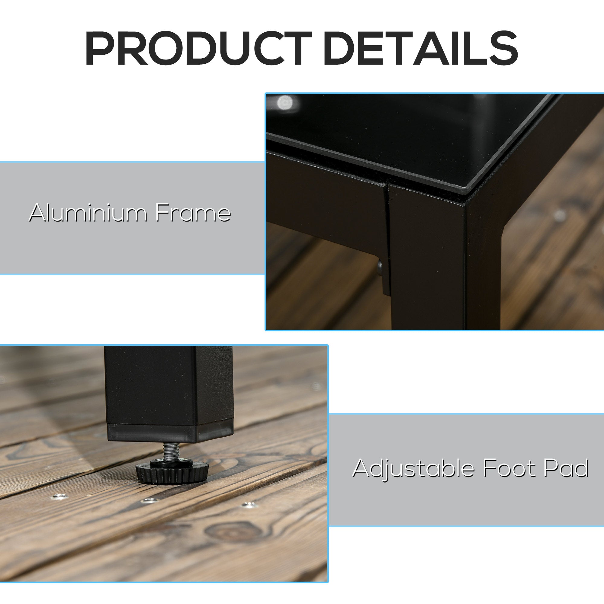 Rectangular Dining Table 70.9" x 31.5" Black Tempered Glass-DECOROLALA