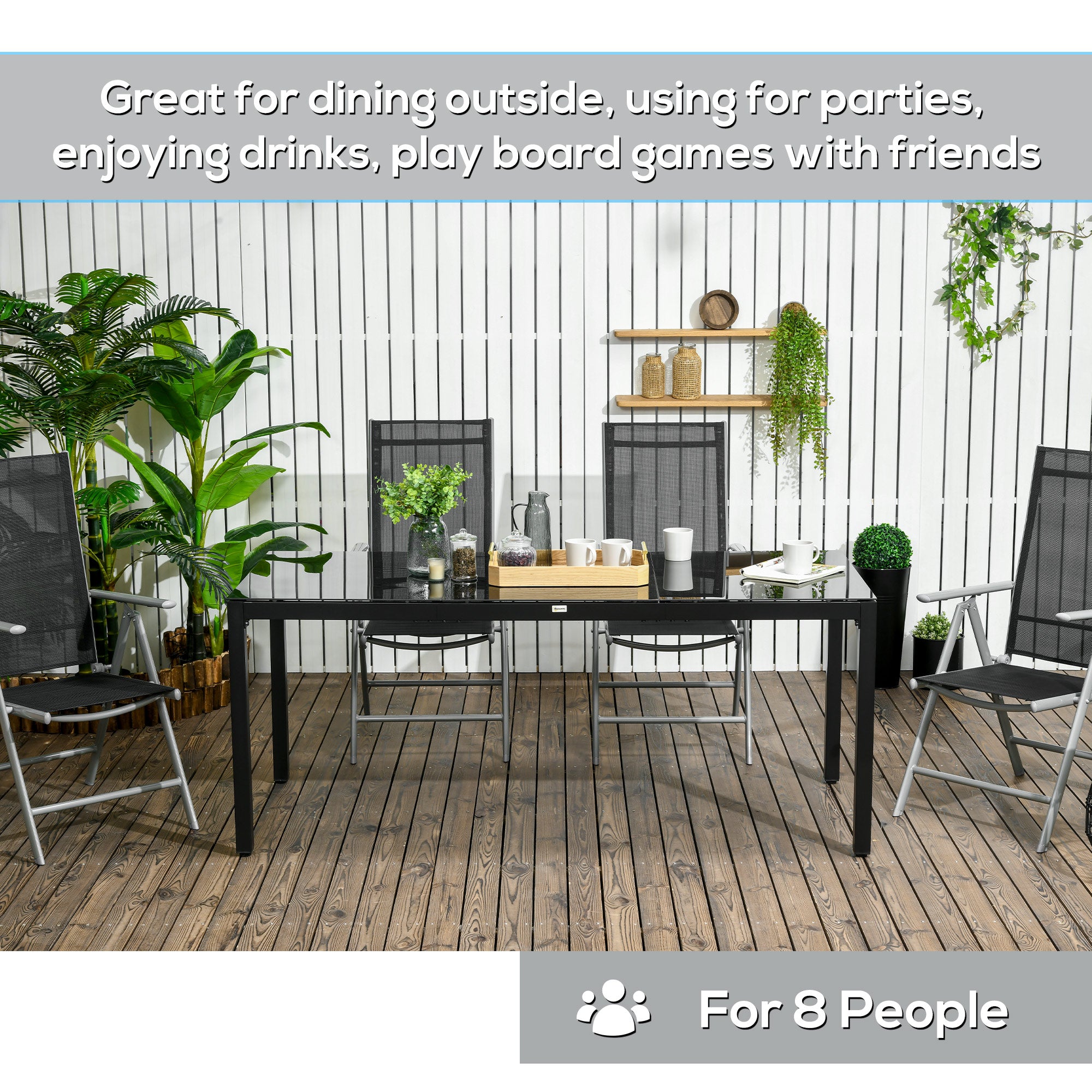 Rectangular Dining Table 70.9" x 31.5" Black Tempered Glass-DECOROLALA