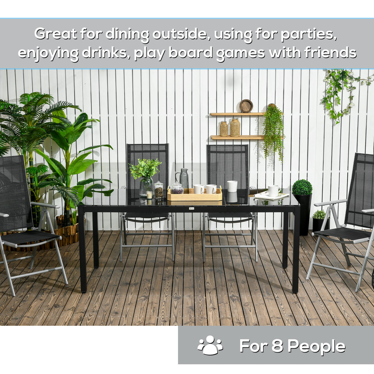 Rectangular Dining Table 70.9" x 31.5" Black Tempered Glass-DECOROLALA