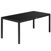 Rectangular Dining Table 70.9" x 31.5" Black Tempered Glass-DECOROLALA