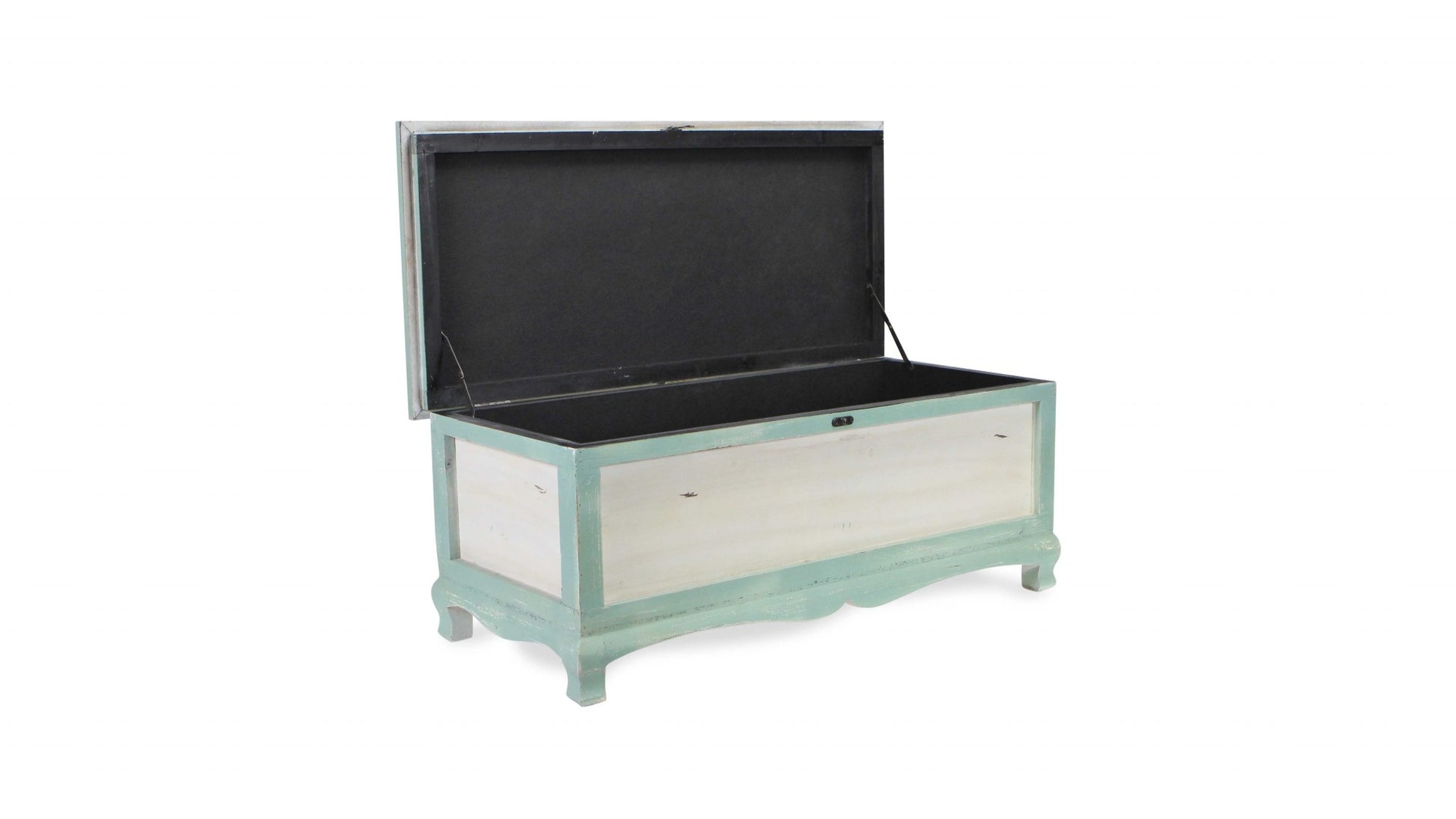 Rectangular Green Wooden With Seat Cushion And Inside Storage Bench-Benches-DECOROLALA