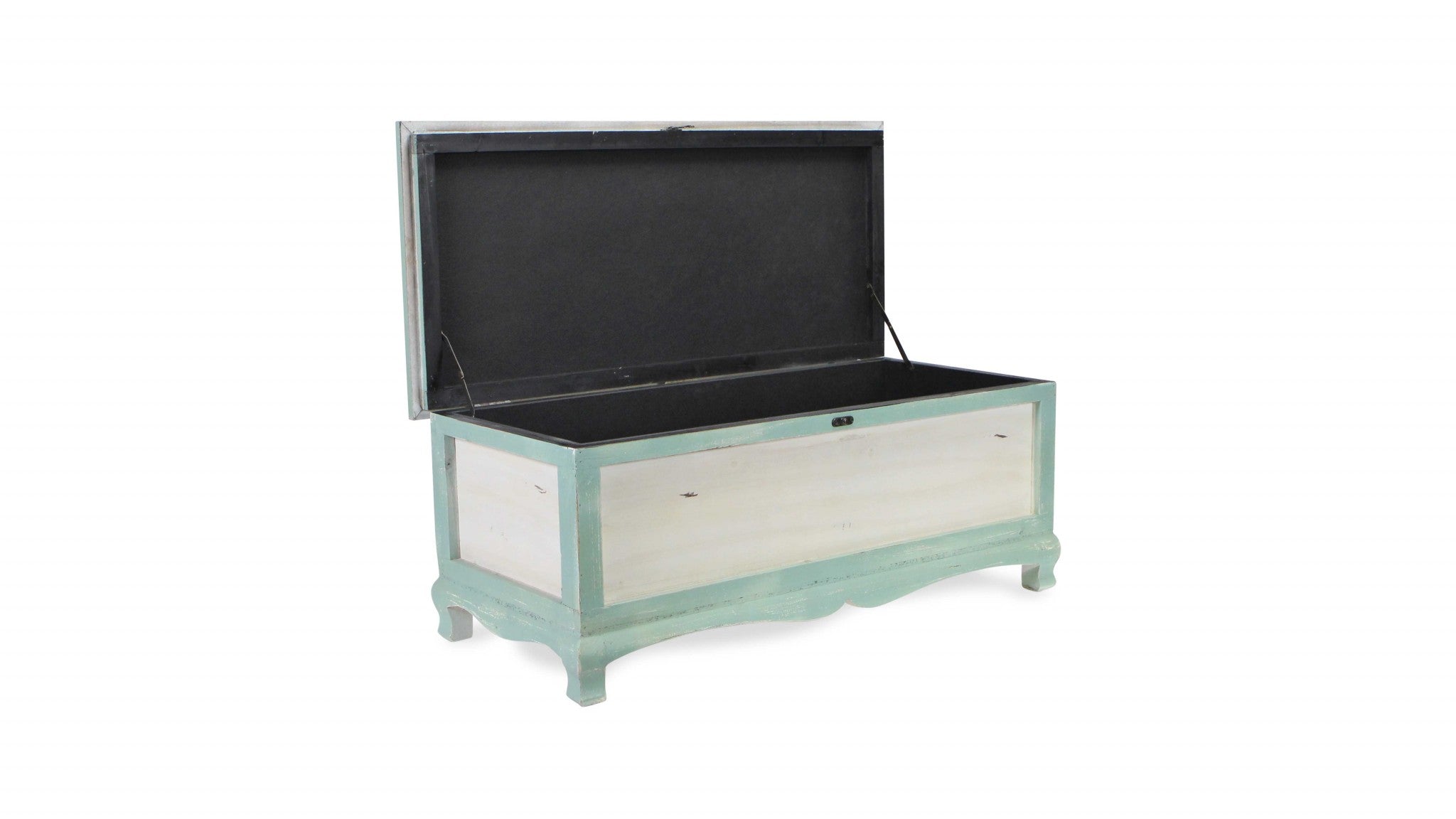 Rectangular Green Wooden With Seat Cushion And Inside Storage Bench-Benches-DECOROLALA