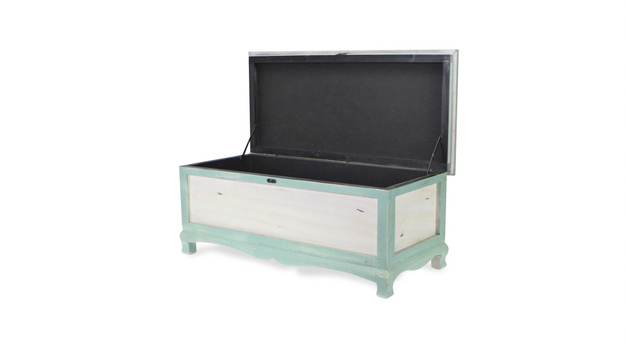 Rectangular Green Wooden With Seat Cushion And Inside Storage Bench-Benches-DECOROLALA