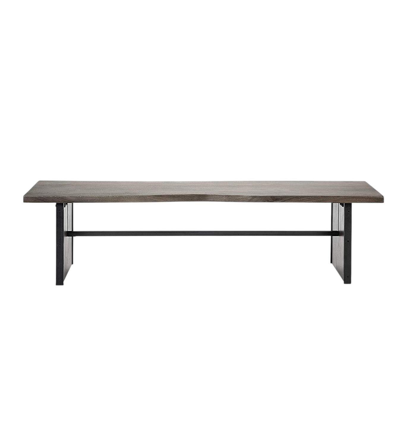 Rectangular Indian Mango Woodbrown Tone Finish W Metal Cladding On The Base Dining Bench-Benches-DECOROLALA