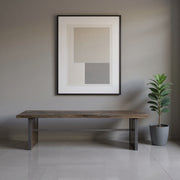 Rectangular Indian Mango Woodbrown Tone Finish W Metal Cladding On The Base Dining Bench-Benches-DECOROLALA