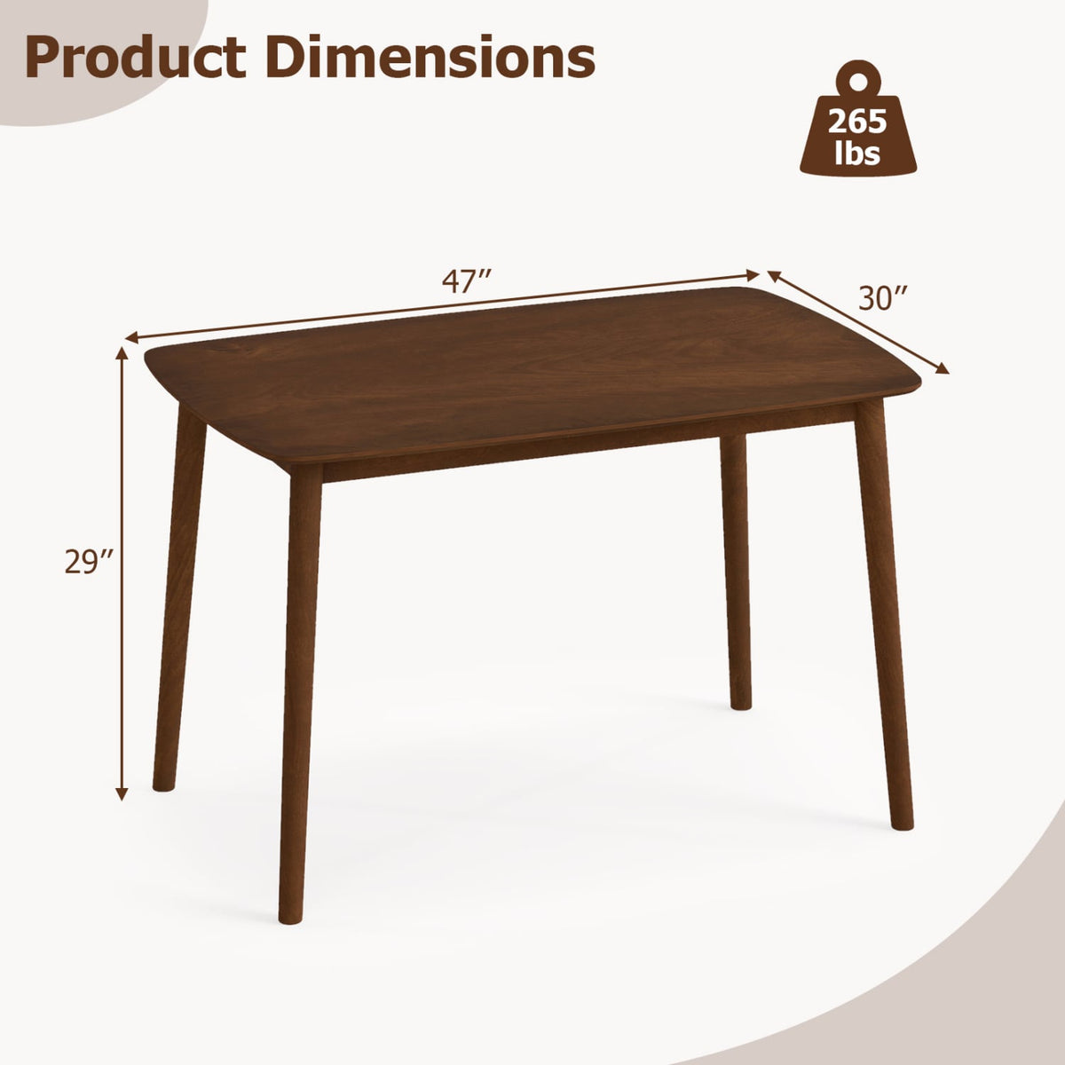 Rectangular Kitchen Table for Living Room Breakfast Nook-Coffee-Dining Tables-DECOROLALA