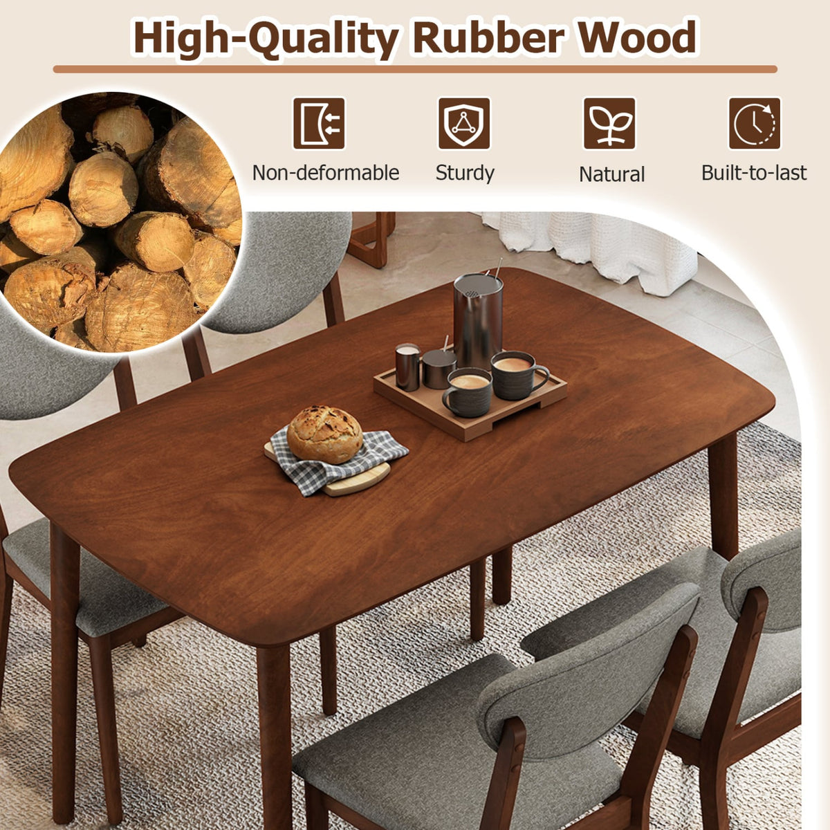 Rectangular Kitchen Table for Living Room Breakfast Nook-Coffee-Dining Tables-DECOROLALA