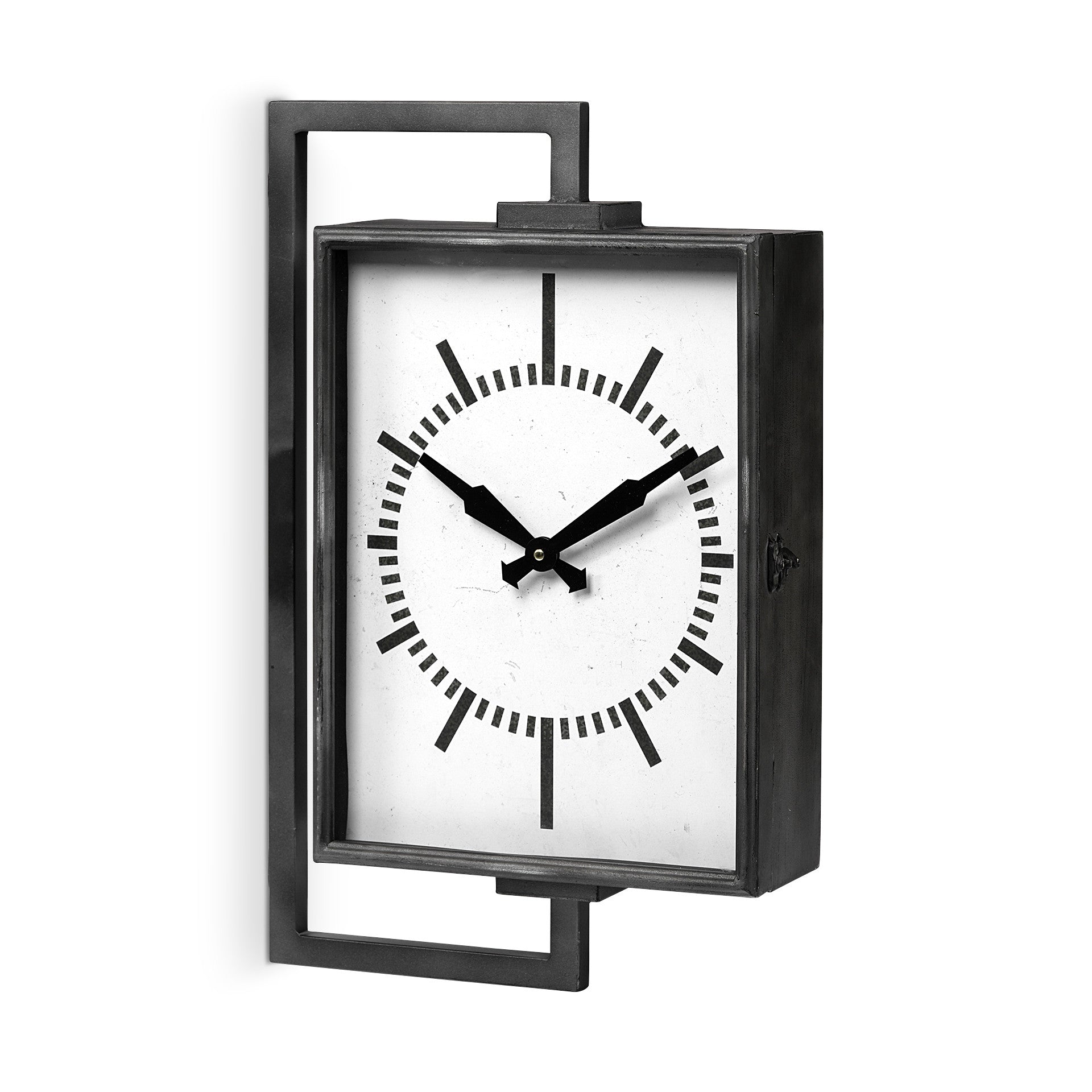 Rectangular Large Black Industrial Style Wall Clock-Wall Clocks-DECOROLALA