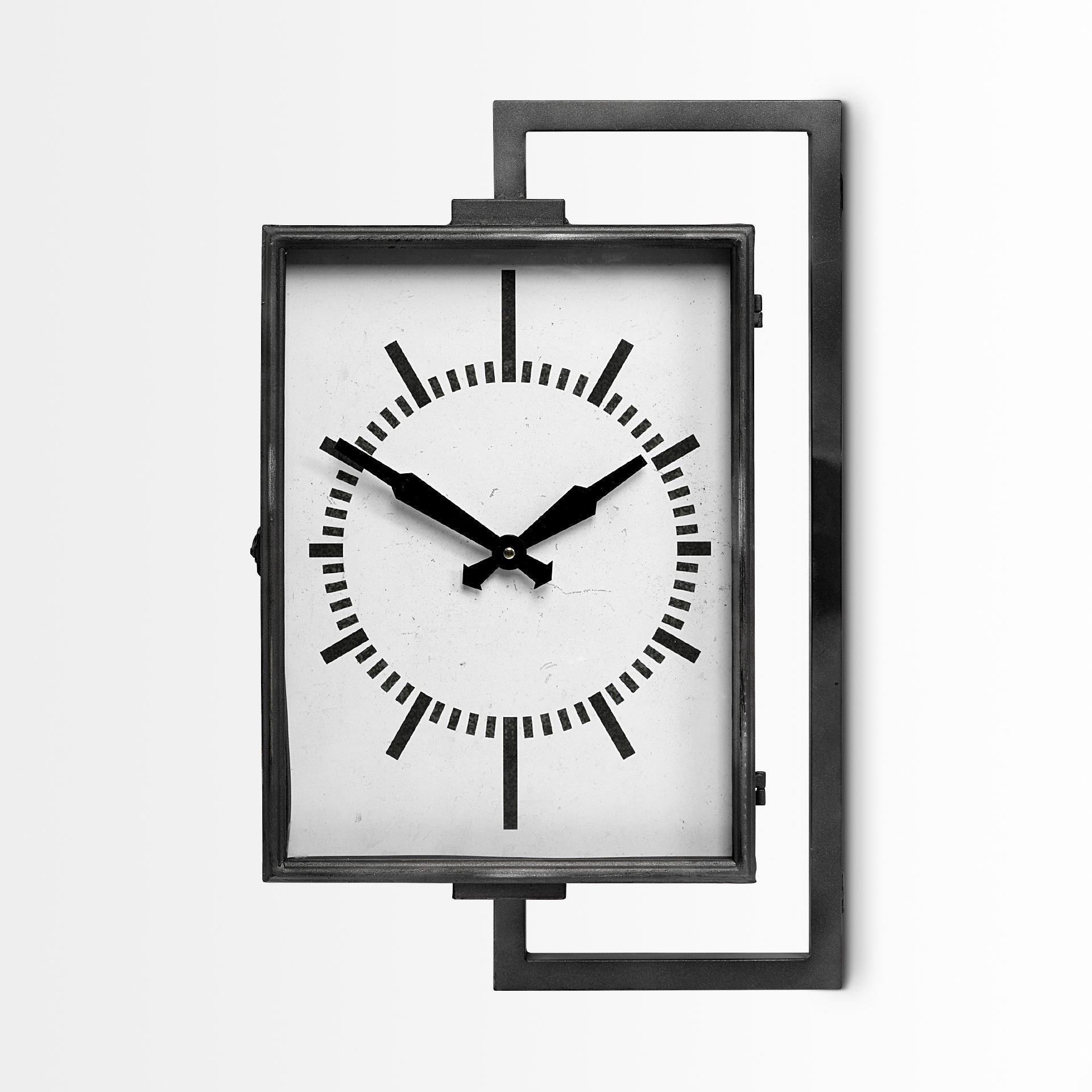 Rectangular Large Black Industrial Style Wall Clock-Wall Clocks-DECOROLALA