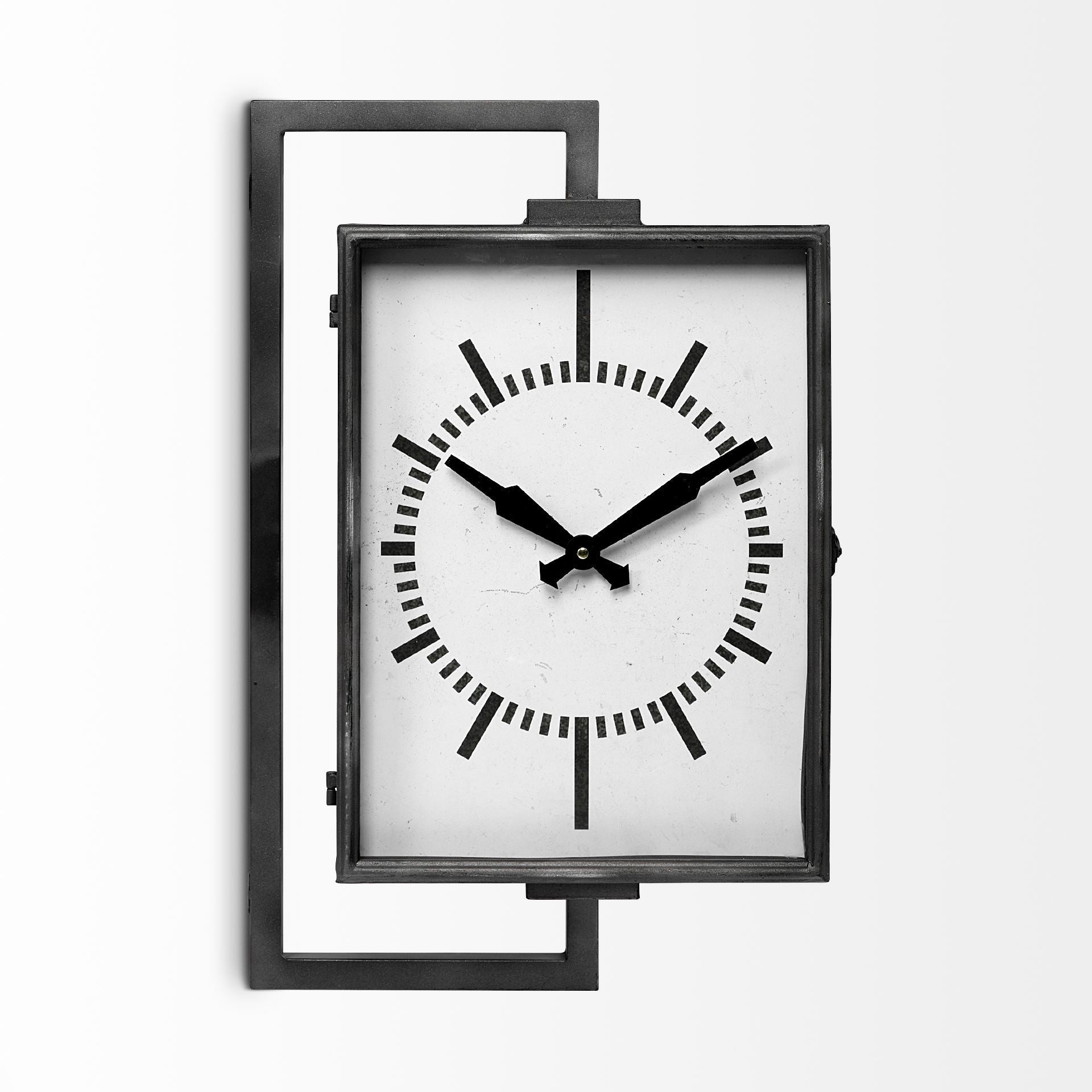 Rectangular Large Black Industrial Style Wall Clock-Wall Clocks-DECOROLALA