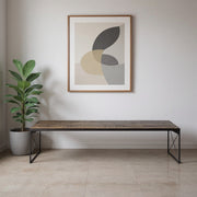 Rectangular Mango Woodmedium Brown Top And Black Iron Base Accent Bench-Outdoor Benches-DECOROLALA