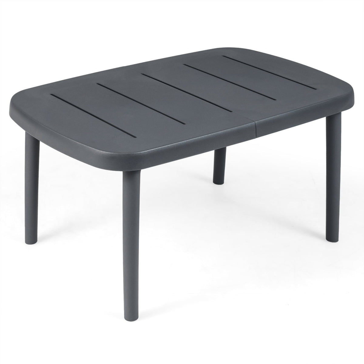 Rectangular Patio Storage Side Table with Aluminum Alloy Rods for Poolside-Gray-Patio Coffee Tables-DECOROLALA