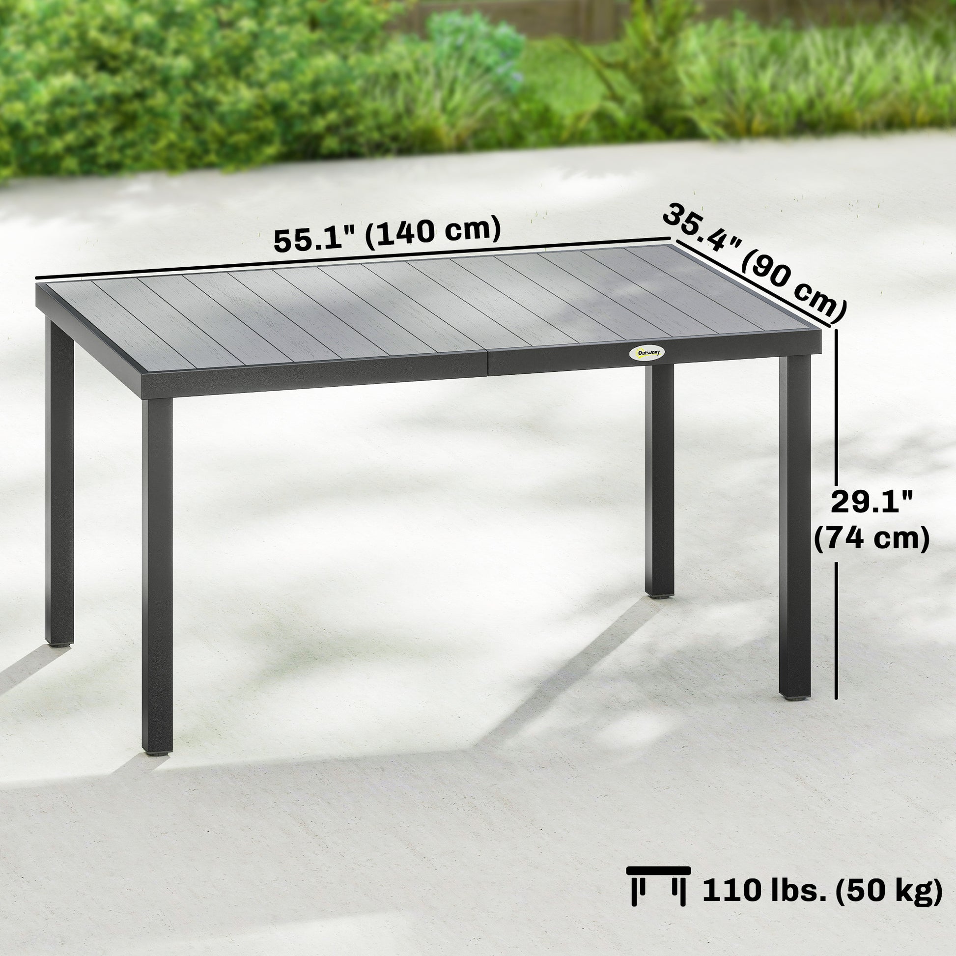 Rectangular Patio Table for 6 - Grey WPC-DECOROLALA