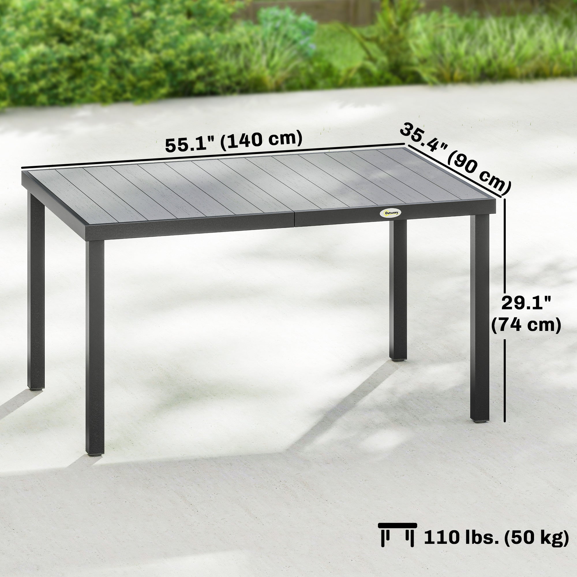 Rectangular Patio Table for 6 - Grey WPC-DECOROLALA