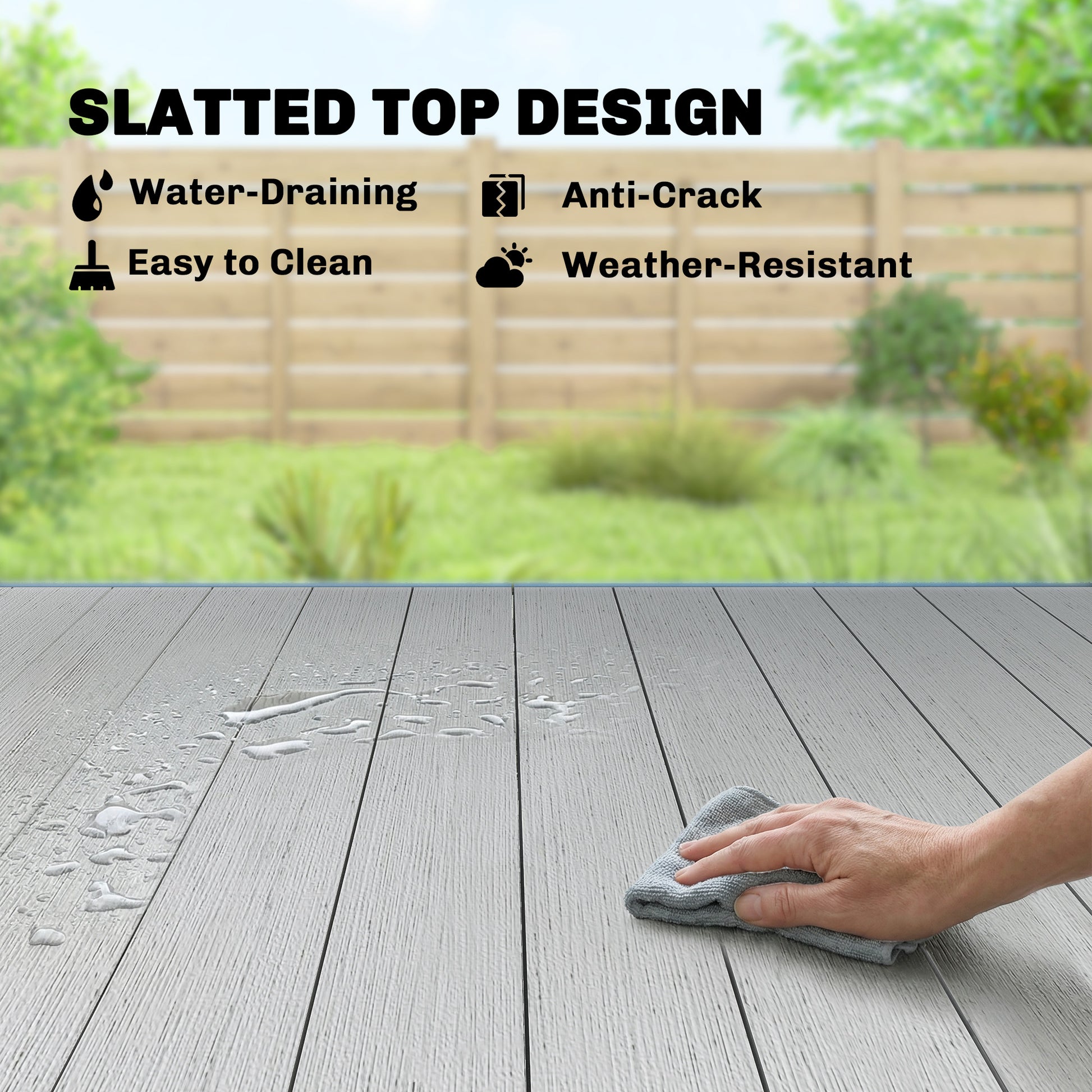 Rectangular Patio Table for 6 - Grey WPC-DECOROLALA
