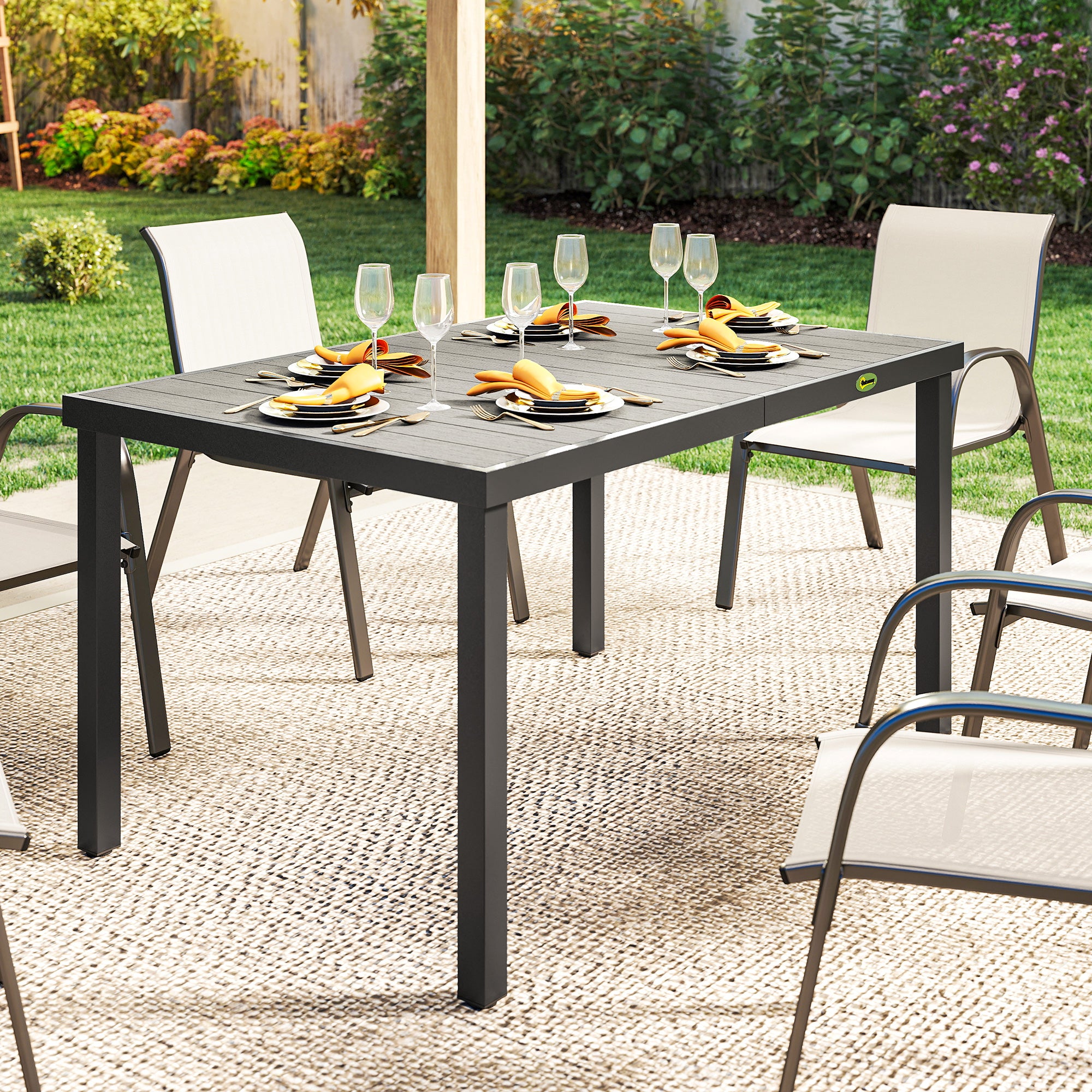 Rectangular Patio Table for 6 - Grey WPC-DECOROLALA