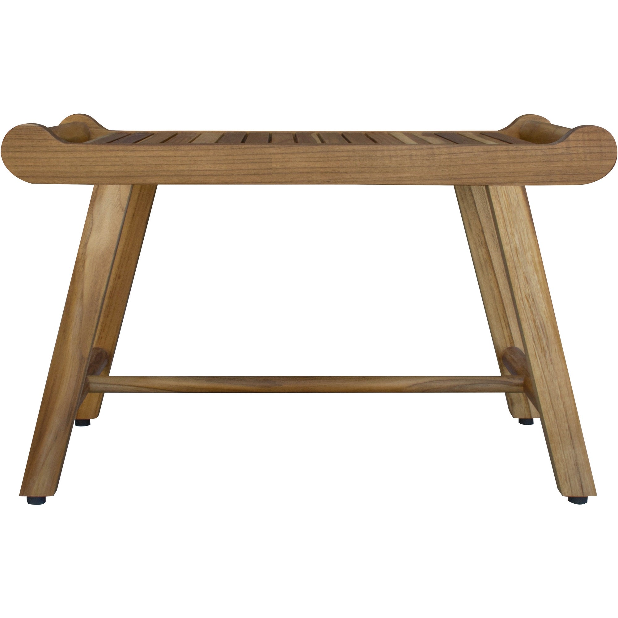 Rectangular Teak Shower Bench With Handles In Natural Finish-Shower Benches-DECOROLALA