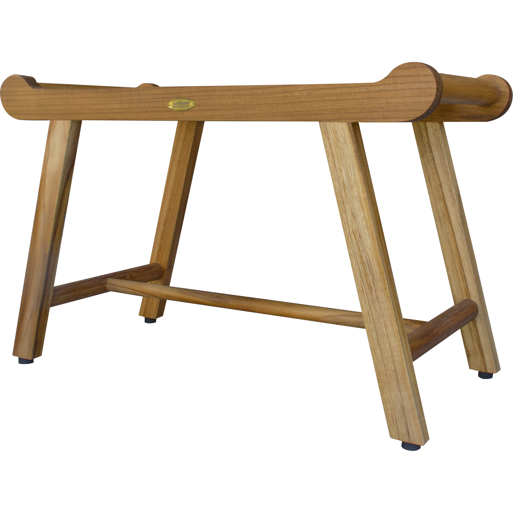 Rectangular Teak Shower Bench With Handles In Natural Finish-Shower Benches-DECOROLALA