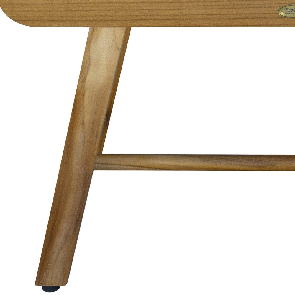 Rectangular Teak Shower Bench With Handles In Natural Finish-Shower Benches-DECOROLALA