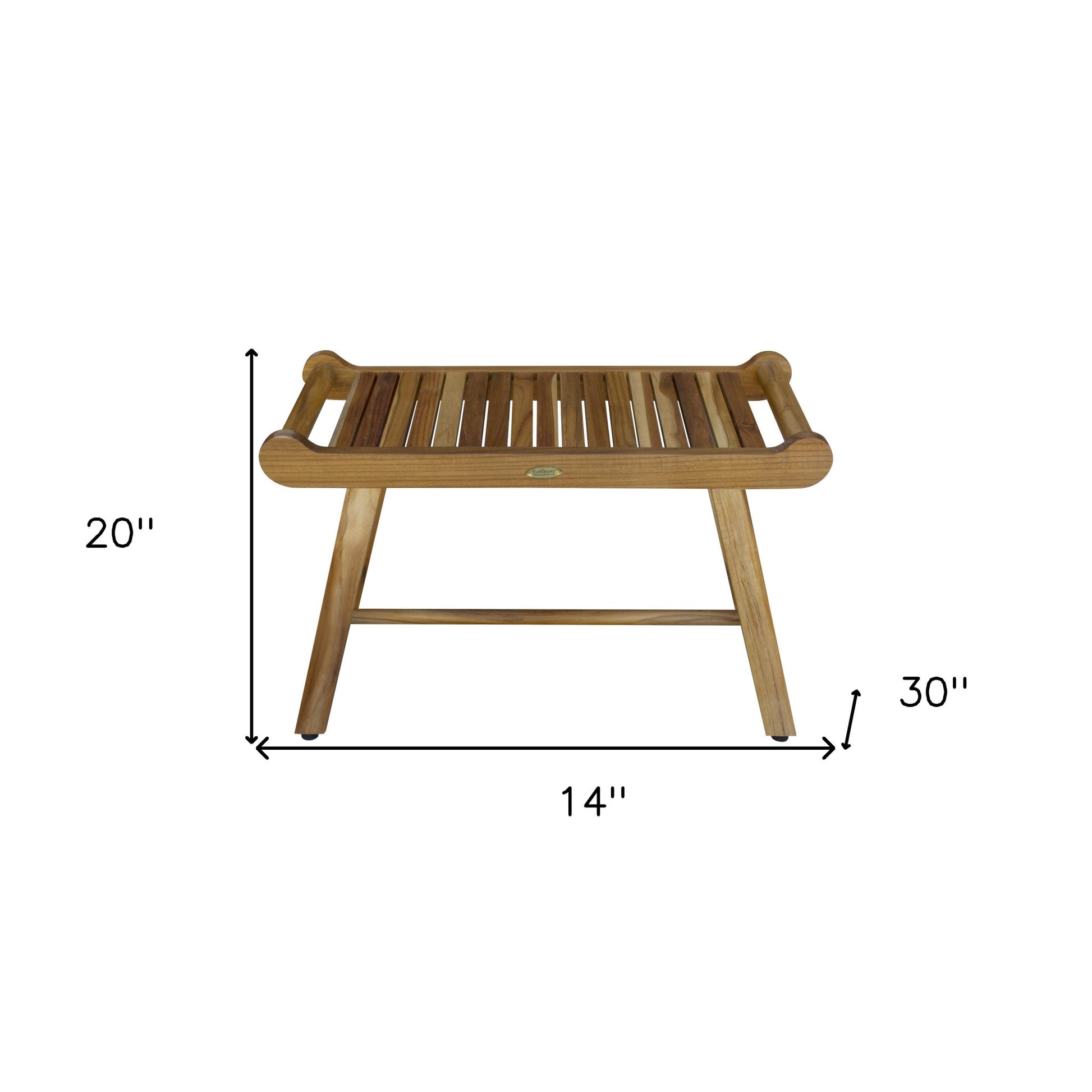 Rectangular Teak Shower Bench With Handles In Natural Finish-Shower Benches-DECOROLALA