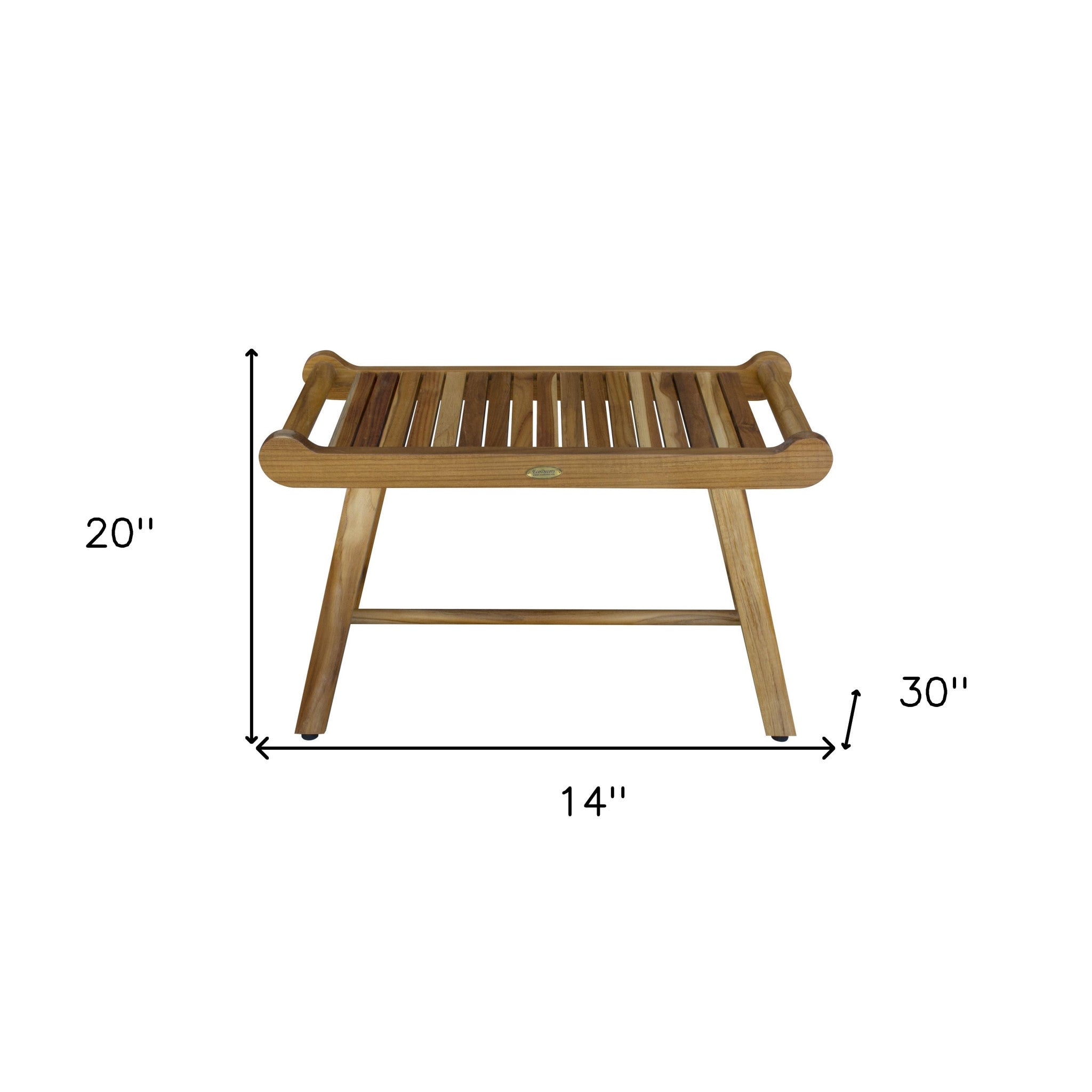 Rectangular Teak Shower Bench With Handles In Natural Finish-Shower Benches-DECOROLALA