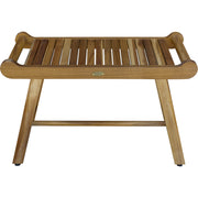 Rectangular Teak Shower Bench With Handles In Natural Finish-Shower Benches-DECOROLALA