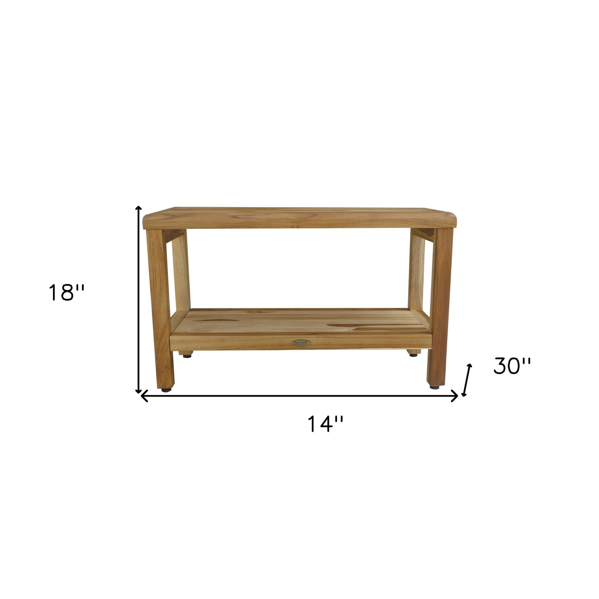 Rectangular Teak Shower Bench With Shelf In Natural Finish-Shower Benches-DECOROLALA