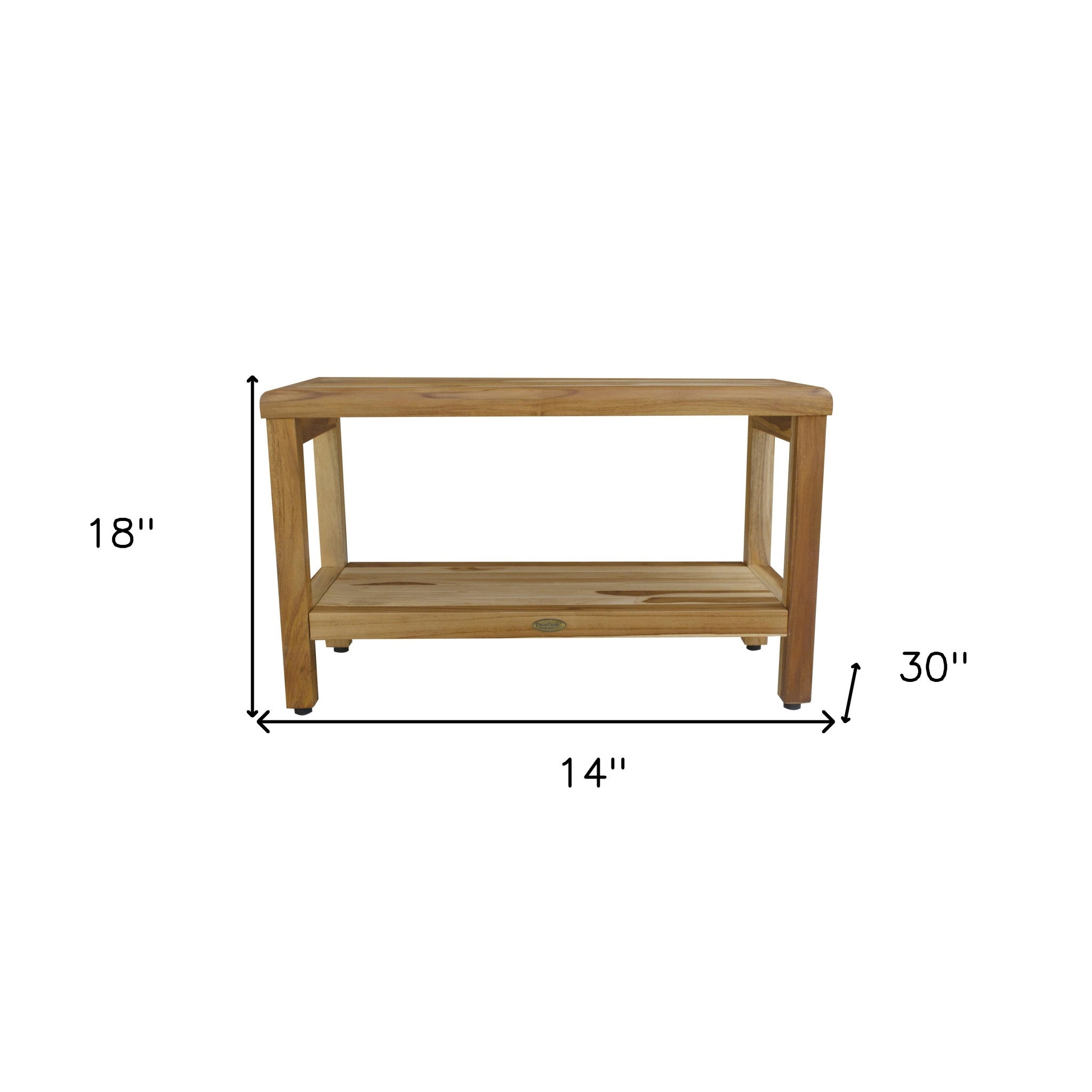 Rectangular Teak Shower Bench With Shelf In Natural Finish-Shower Benches-DECOROLALA