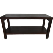 Rectangular Teak Shower Outdoor Bench With Shelf In Brown Finish-Shower Benches-DECOROLALA