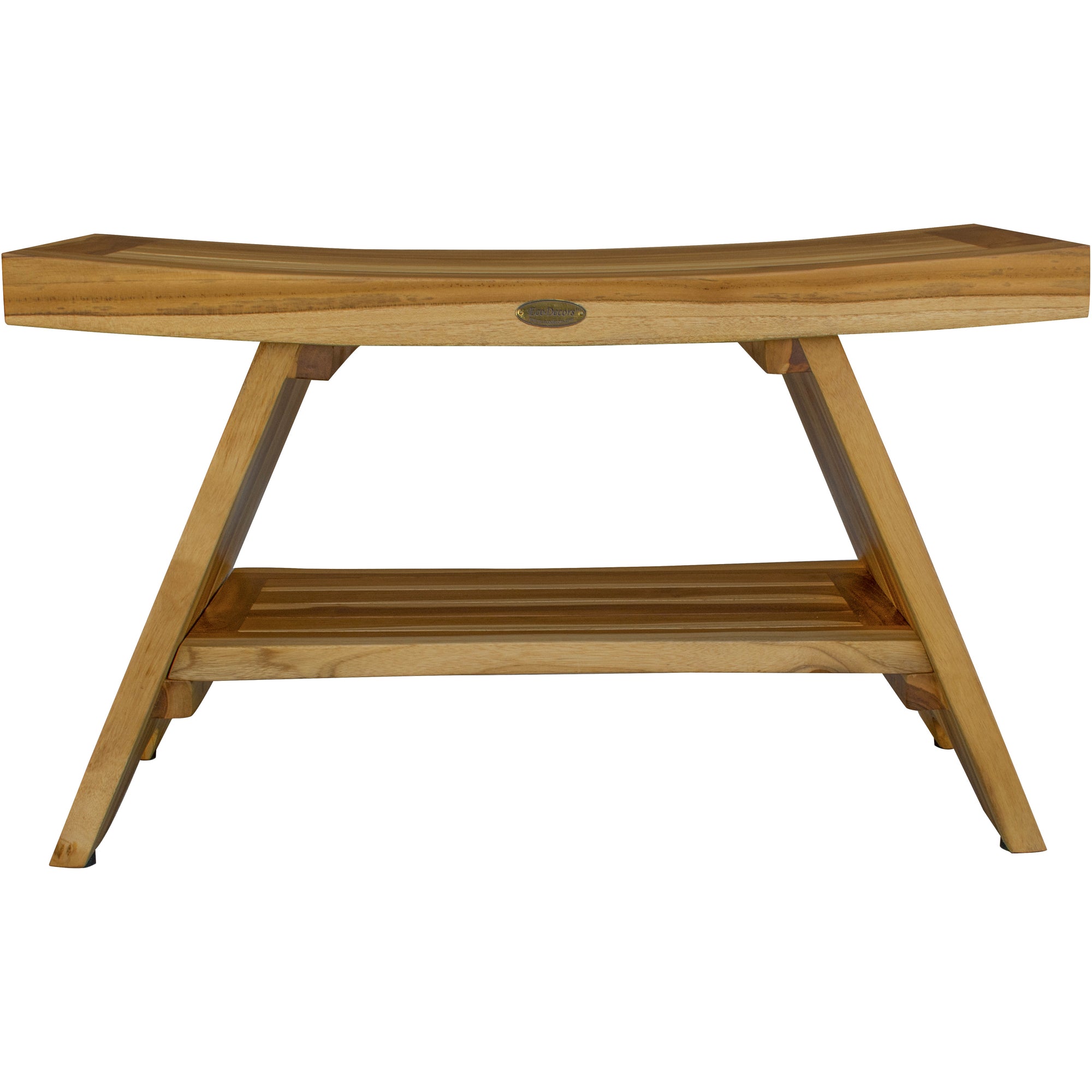 Rectangular Teak Shower Stool Or Bench With Shelf In Natural Finish-Shower Benches-DECOROLALA