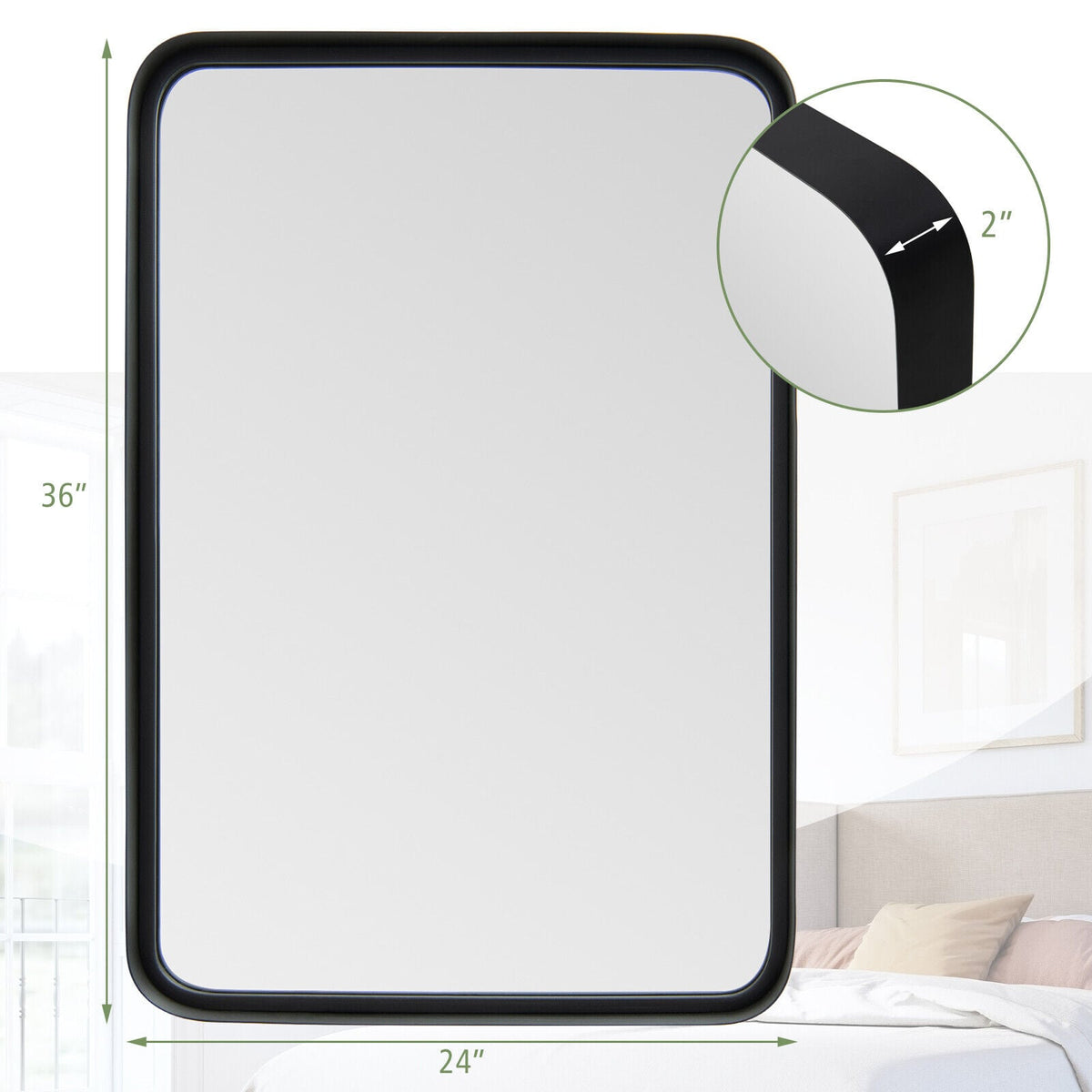 Rectangular Wall Mount Bathroom Mirror with Solid Steel Frame-L-Wall Mirrors-DECOROLALA